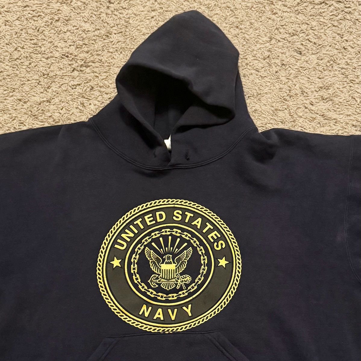 Vintage VINTAGE US NAVY SUN FADE HOODIE! Size US XL / EU 56 / 4 - 3 Thumbnail
