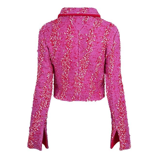 Bottega Veneta Bottega Veneta Boucle Crop Jacket in Pink Size XXS / US 00 / IT 34 - 2 Thumbnail