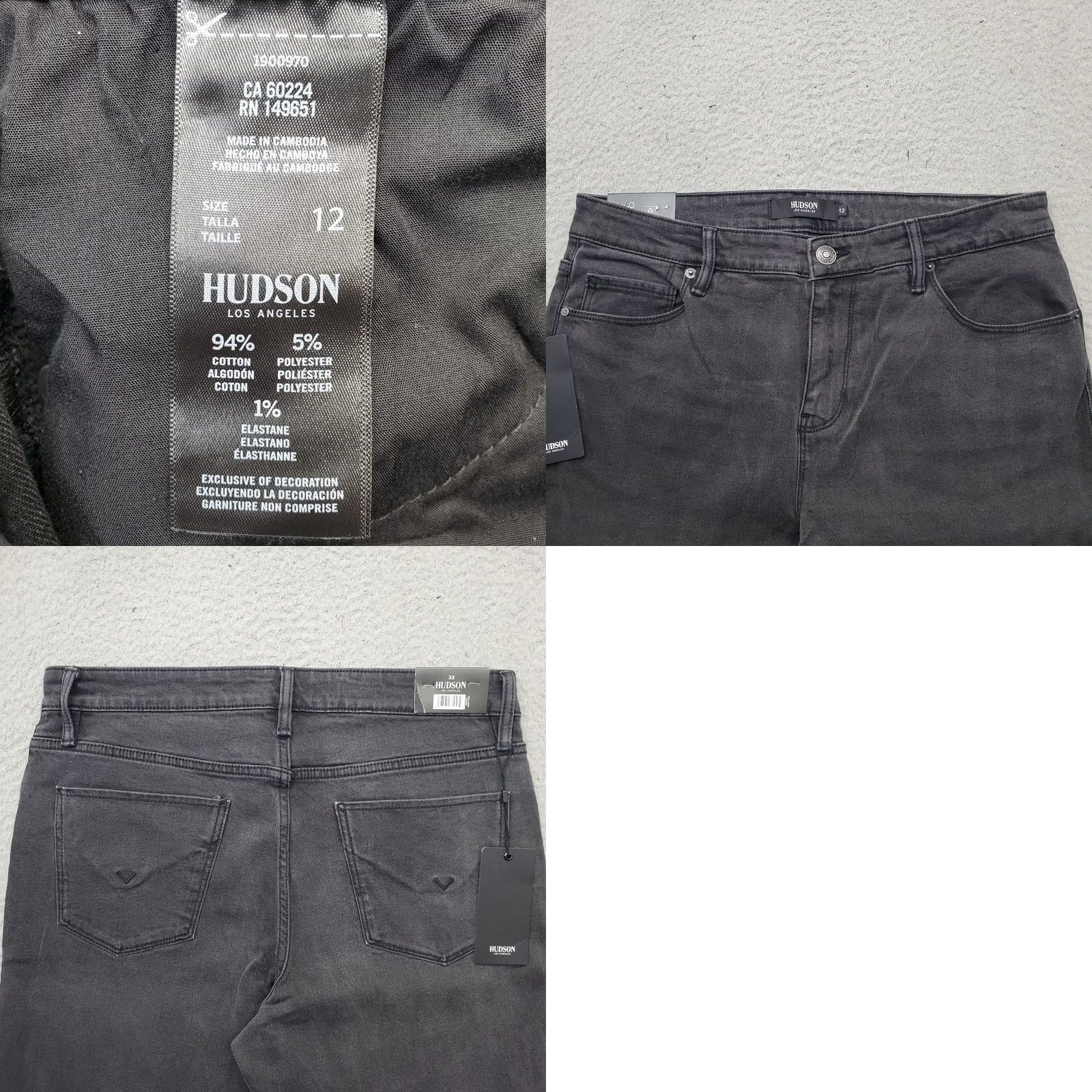 Hudson Hudson Jeans Womens 12 Black Denim Dark Wash Stretch Straight Leg Streetwear Shirt Size 34" / US 12 / IT 48 - 8 Thumbnail
