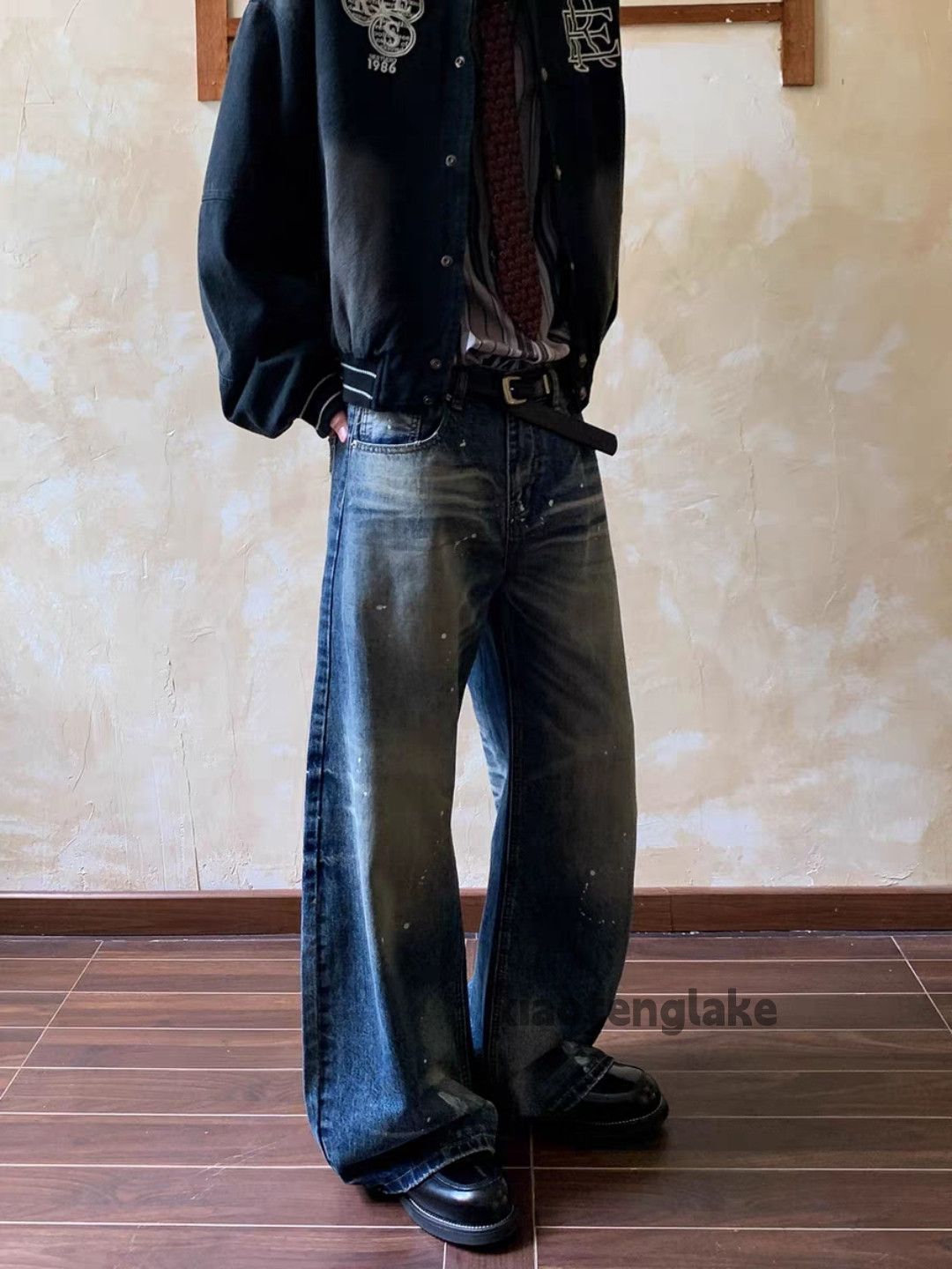 Jean Custom washed faded loose baggy yuppie paint jeans Size US 30 / EU 46 - 1 Thumbnail