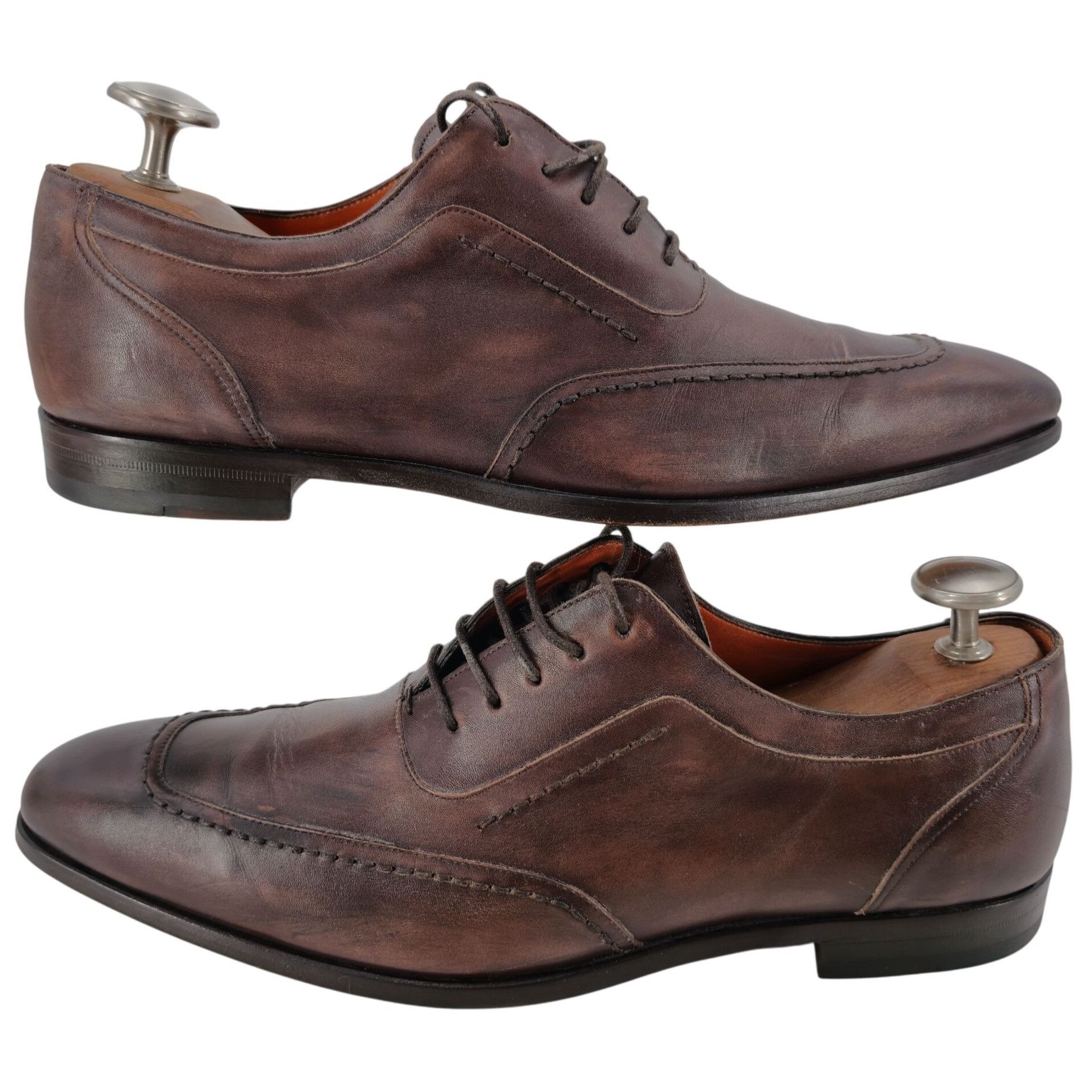 Mezlan Mezlan Burnished Brown Leather Dress Shoes Men 10.5 Oxfords Size US 10.5 / EU 43-44 - 2 Thumbnail