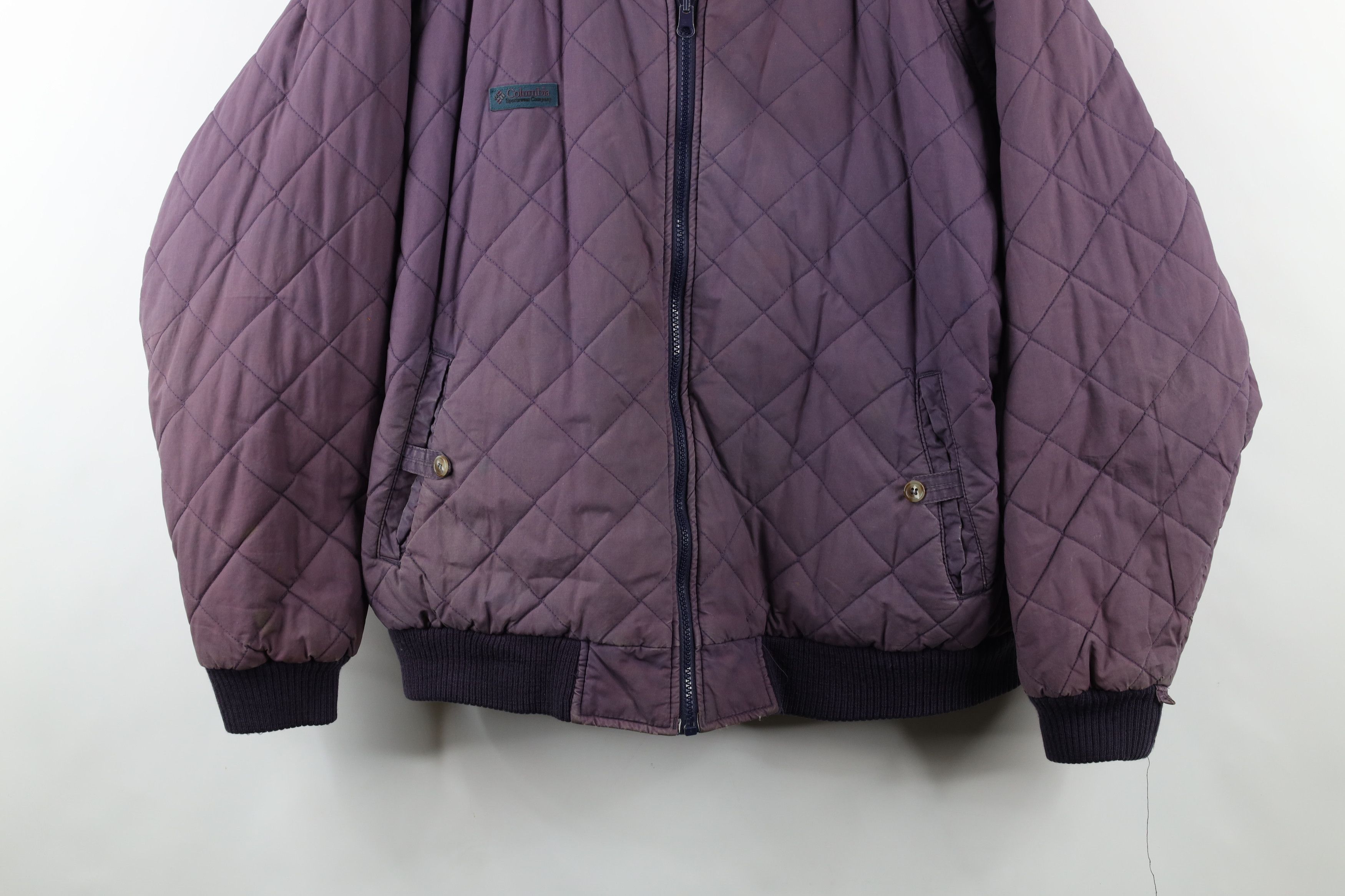 Columbia × Vintage Vintage 90s Columbia Spell Out Quilted Bomber Jacket Purple Size US L / EU 52-54 / 3 - 3 Thumbnail