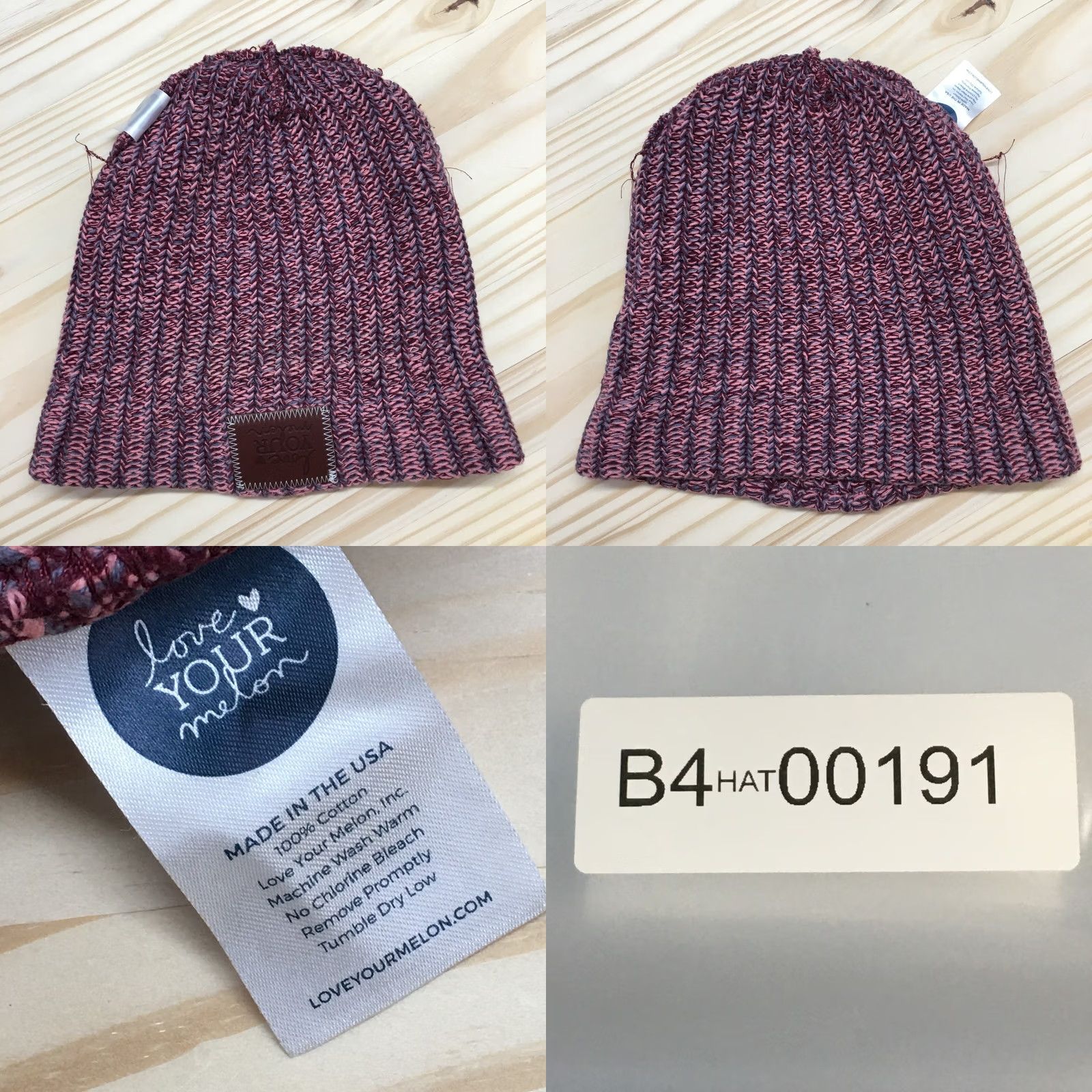 Vintage Love Your Melon Cuffed Winter Beanie Hat Women Pink Mesh Knit One Size Adjustable Size ONE SIZE - 8 Thumbnail