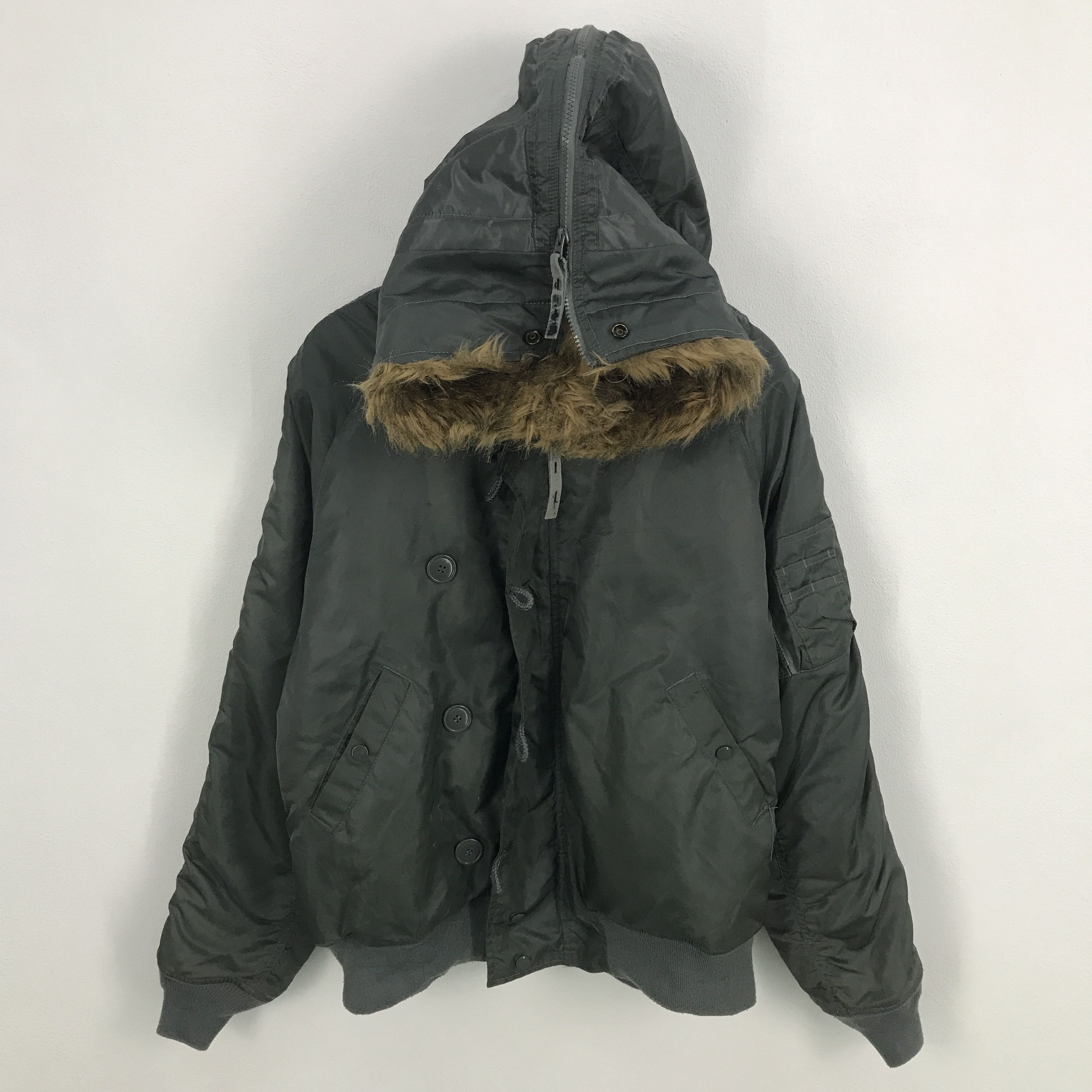 Alpha Industries Rare Alpha industries Heavy Zipper Jacket Fur Hoodie Size US L / EU 52-54 / 3 - 1 Thumbnail