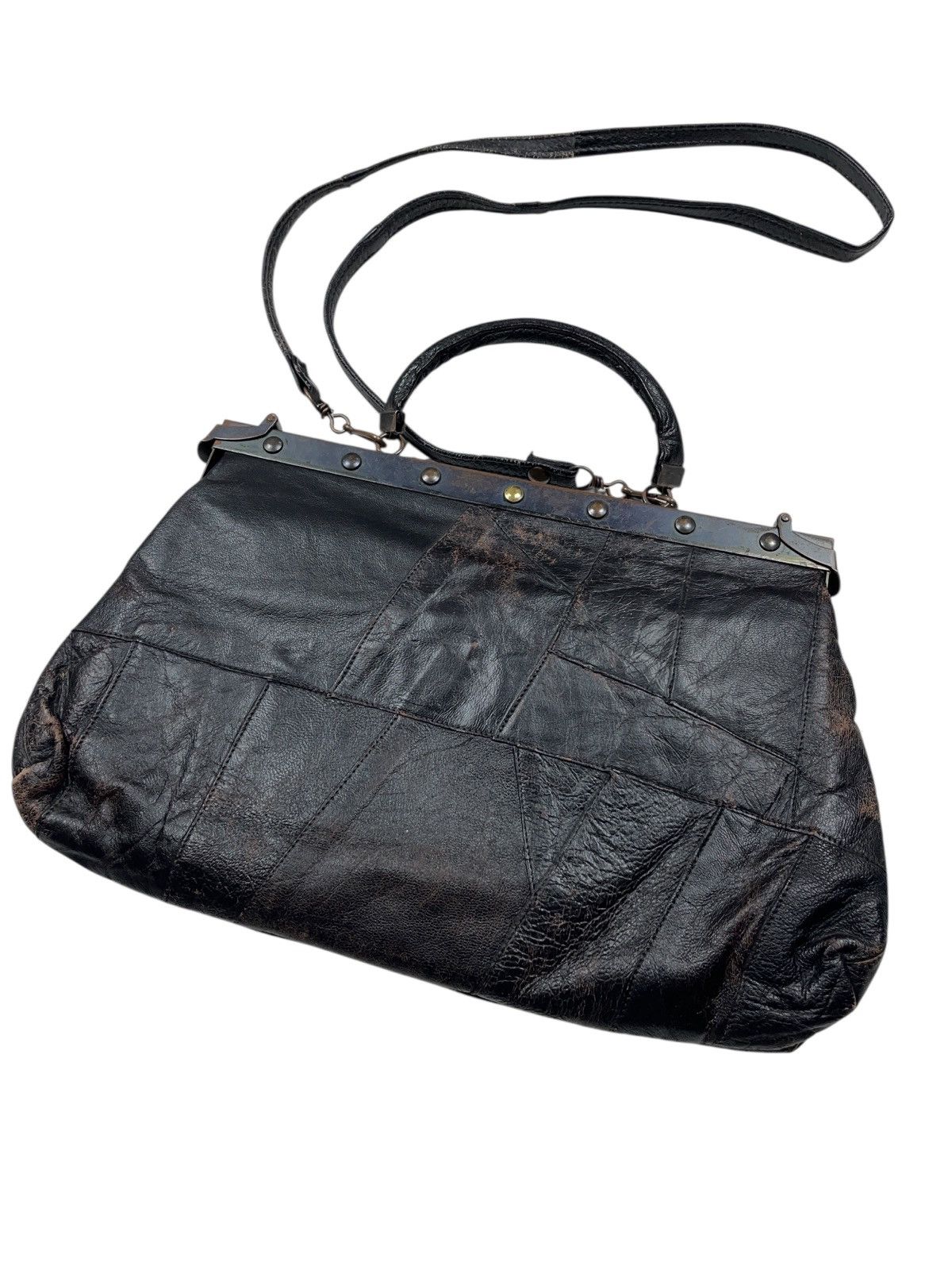 Vintage Vintage Leather Patchwork Shoulder Bag Gothic Avant Garde Size ONE SIZE - 8 Thumbnail