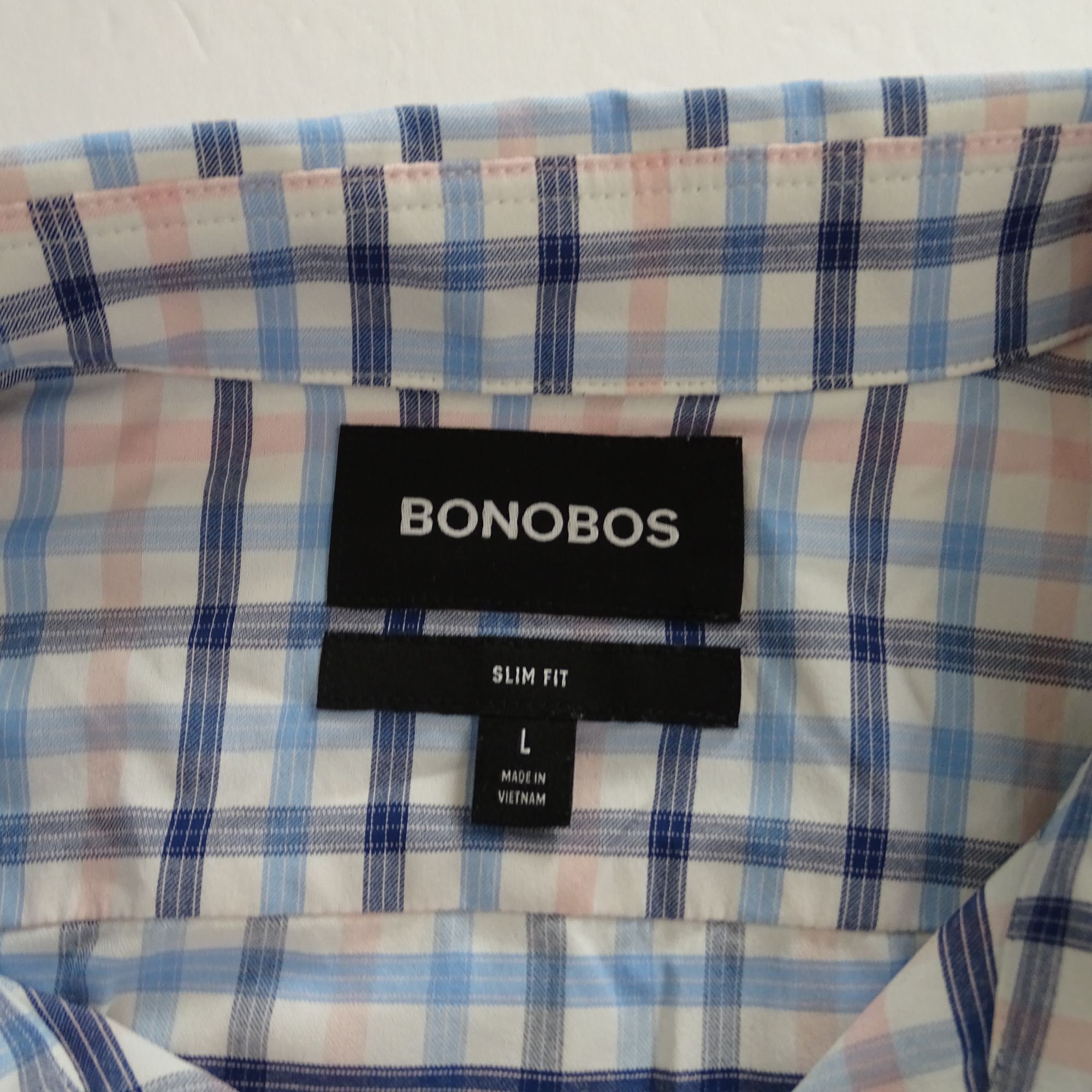 Bonobos Bonobos Slim Fit Long Sleeve Blue Pink Plaid Button Up Shirt Size US L / EU 52-54 / 3 - 5 Thumbnail