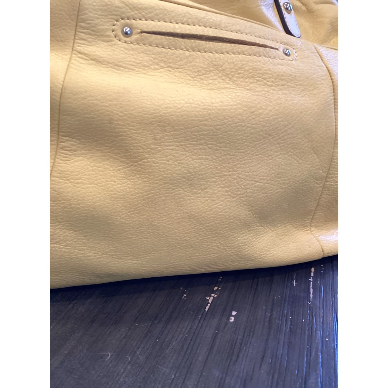 Vintage B. Makowsky Stone leather Shoulder Bag Large Spacious Yellow Size ONE SIZE - 3 Thumbnail
