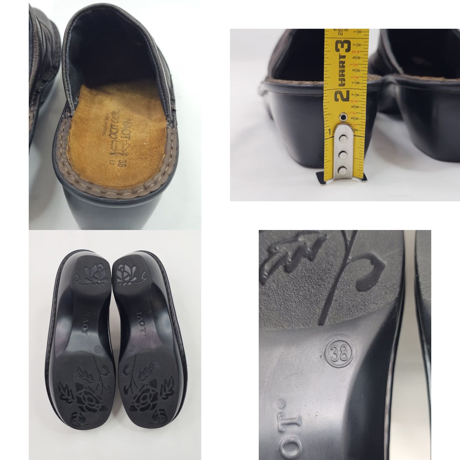 Vintage NAOT Leather Mule Wedge Slides Women EU 38 US 7 Brown Closed Toe Slip On Sandal Clogs Vintage No Size US 7 / IT 37 - 8 Thumbnail