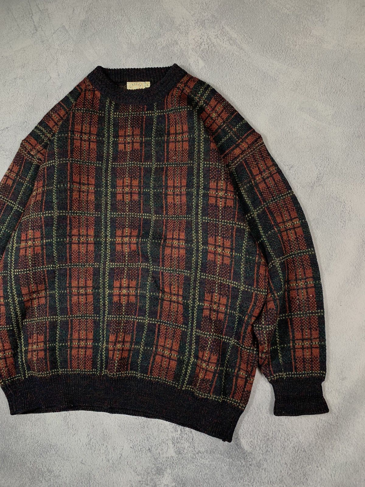 Japanese Brand × Vintage Vintage 90s Japanese coloured check sweater streetwear sizeL Size US L / EU 52-54 / 3 - 3 Thumbnail