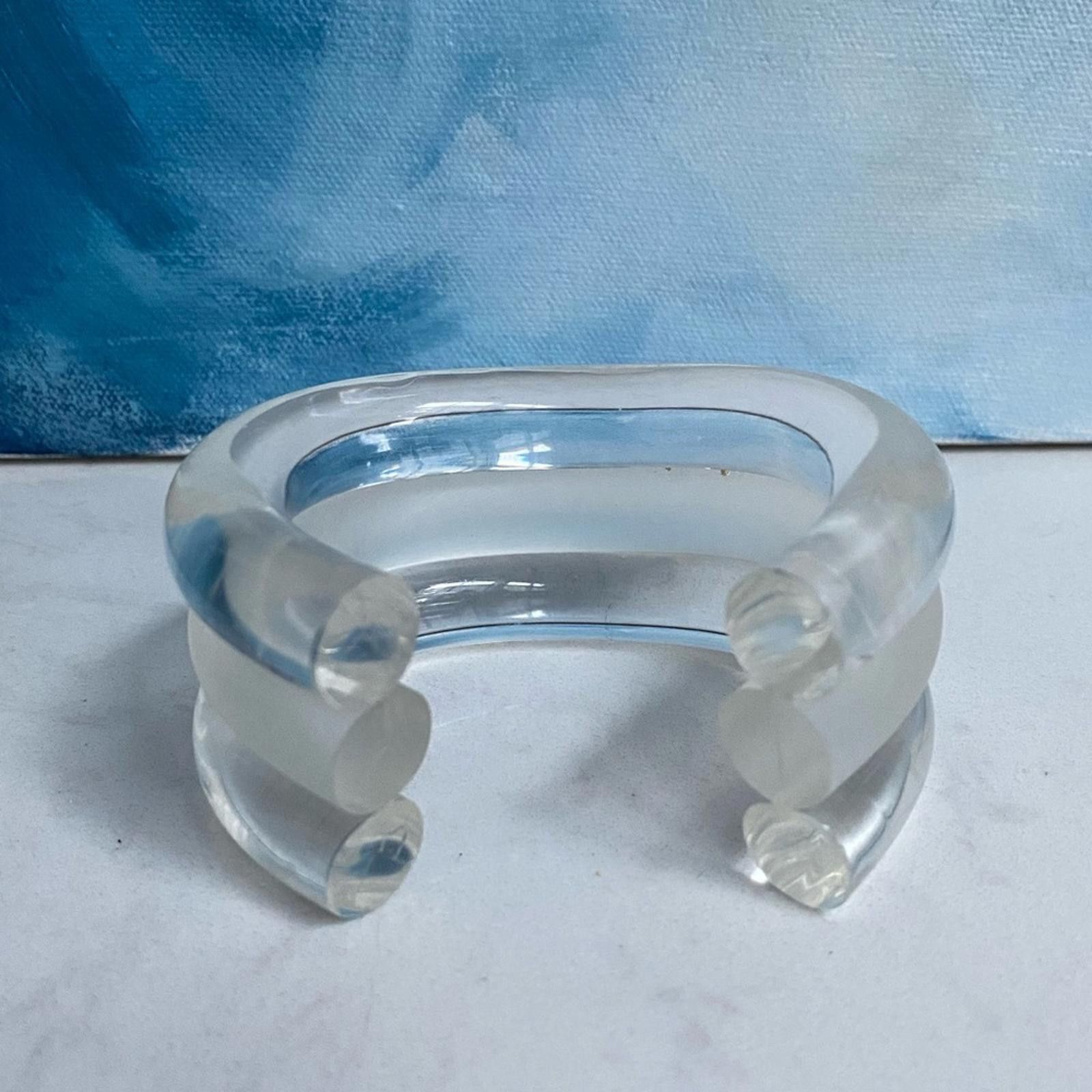 Vintage 80s VTG Judith Hendler Translucent White Lucite CuffBracelet Size ONE SIZE - 5 Thumbnail