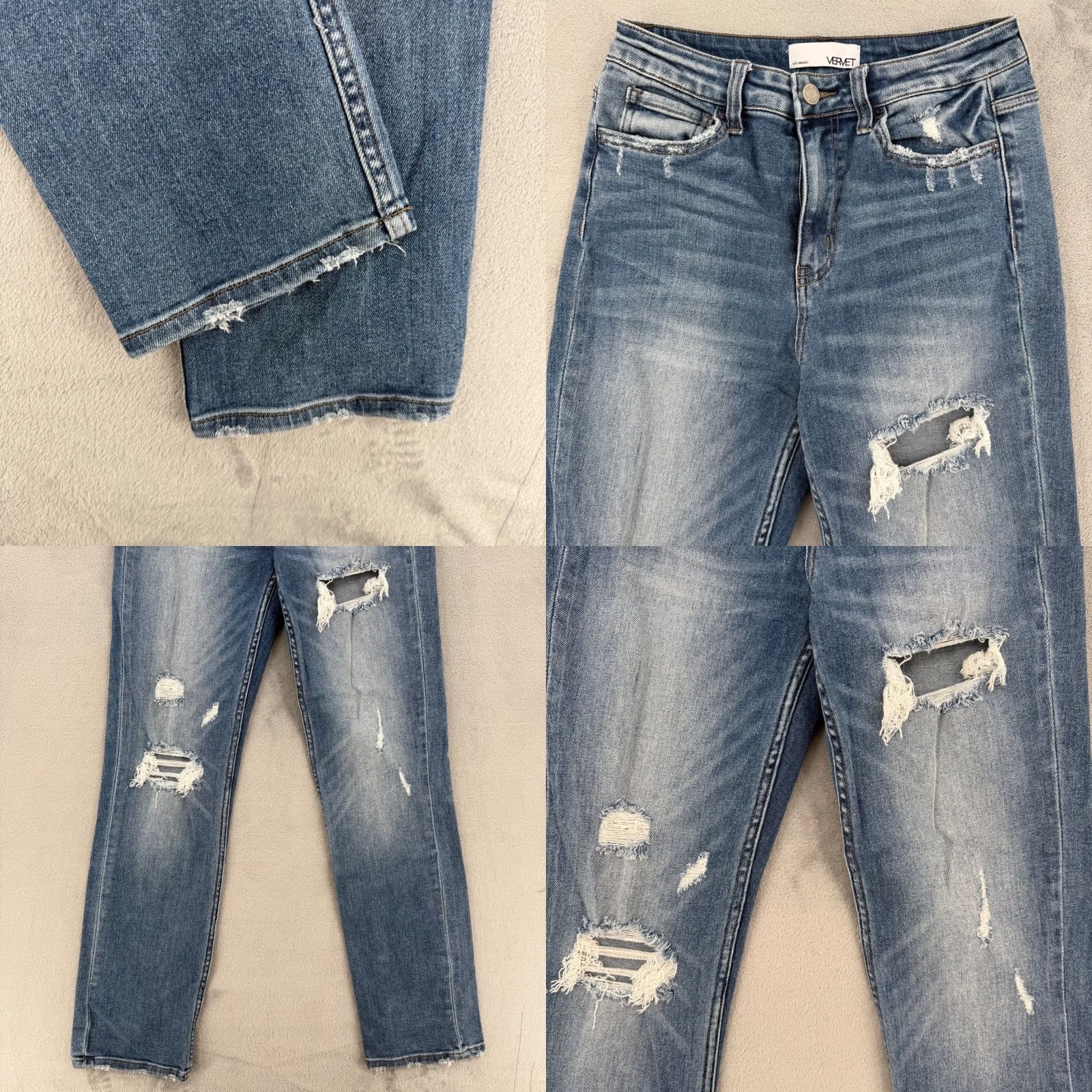 Vintage Vervet Jeans Blue Women's 26 Distressed High Rise Skinny 5-Pocket Denim Side Zipper Button Size 26" / US 2 / IT 38 - 8 Thumbnail