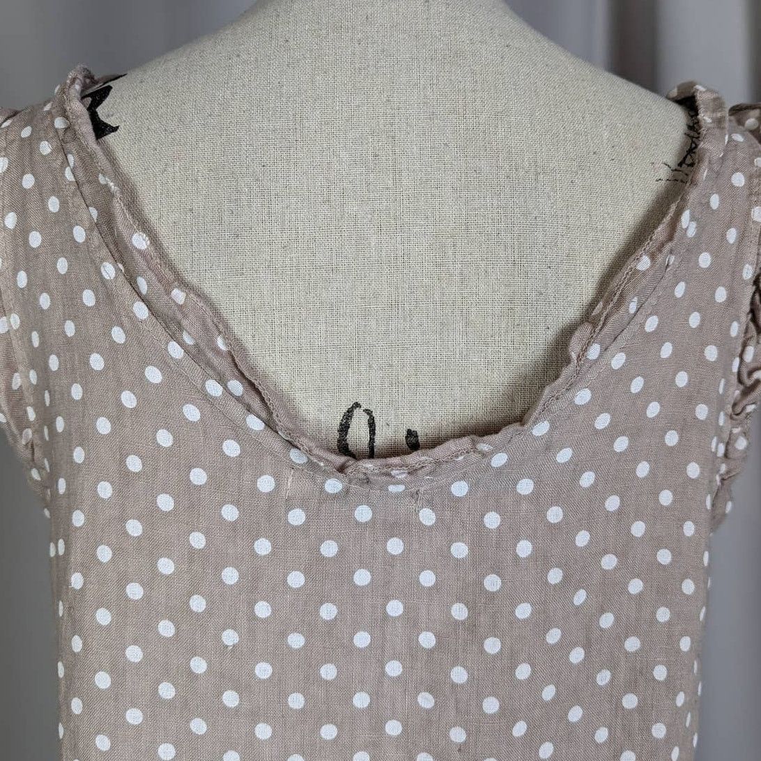 Other Stella Martini Polka Dot Linen Sundress Tan and White Medium Size M / US 6-8 / IT 42-44 - 10 Thumbnail