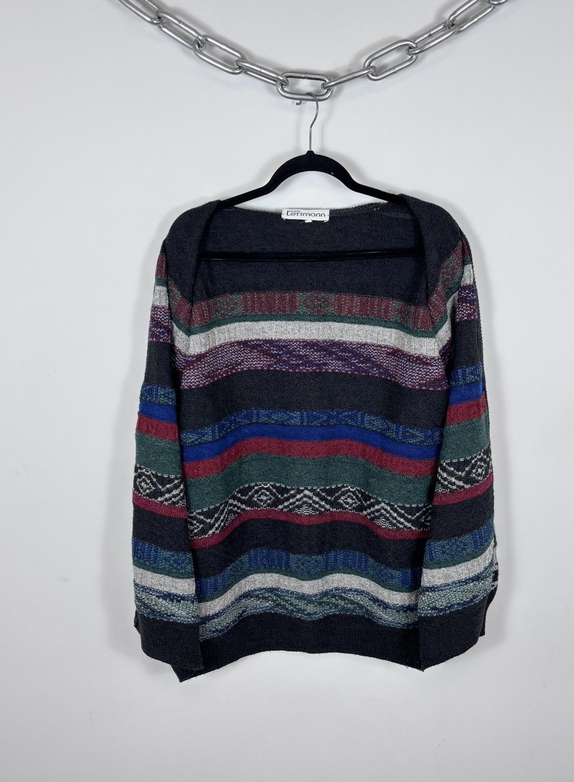 Other Vintage Hans Lettmann Men’s Abstract Knit Cardigan Sweater Size US XL / EU 56 / 4 - 11 Thumbnail