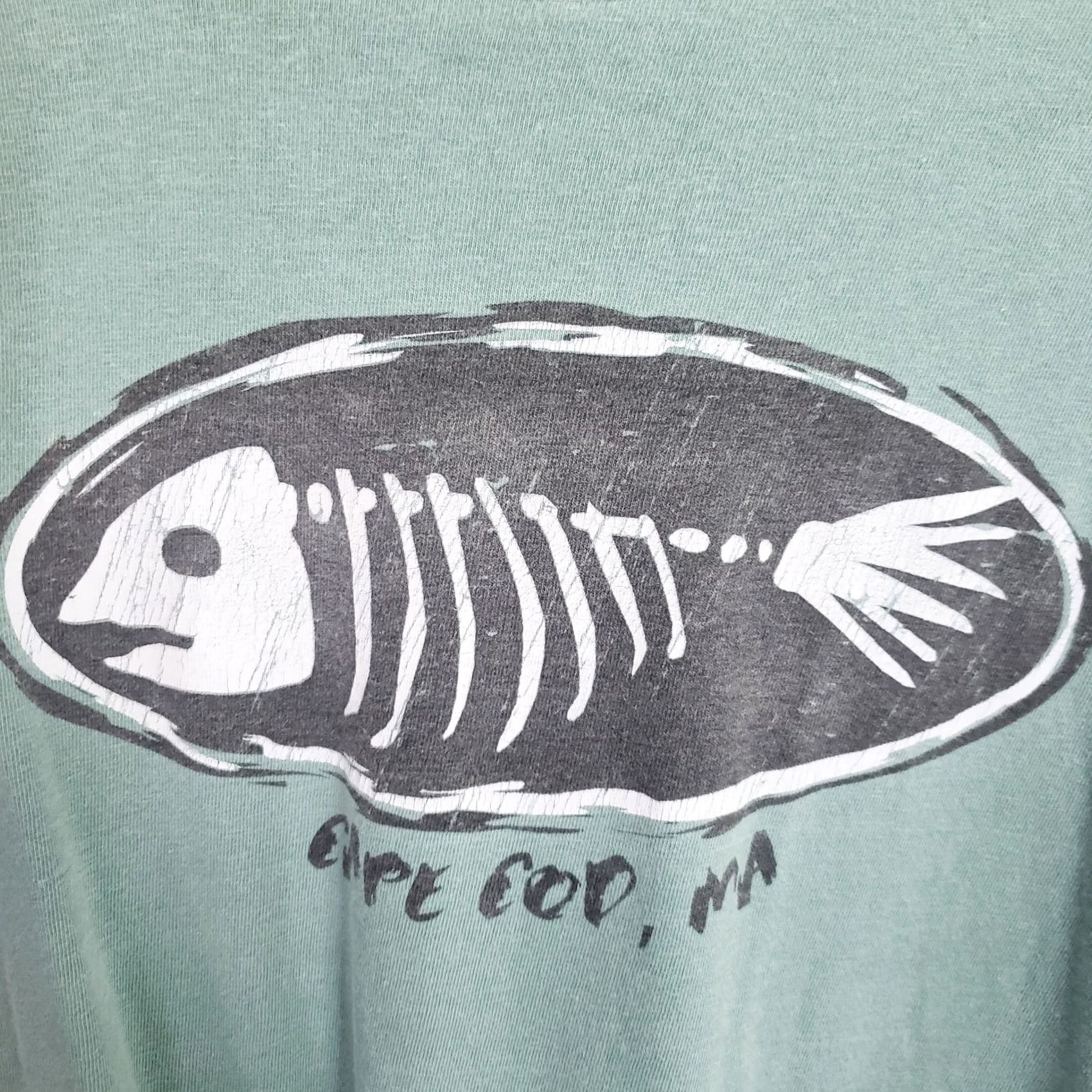 Vintage Cape Cod T-shirt Long Sleeve Crew Neck Green 100% Cotton Fish Cape Cod Graphic Men L Cap Cod Brand Shirt Size US L / EU 52-54 / 3 - 6 Thumbnail