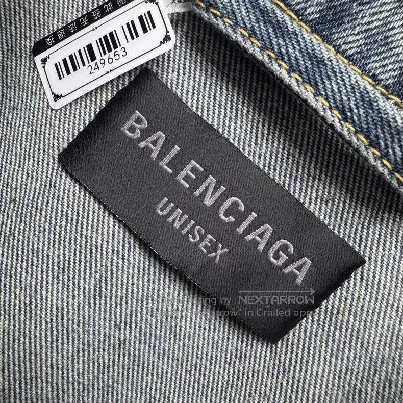 Balenciaga Balenciaga Blue full print pattern logo denim jacket Size US S / EU 44-46 / 1 - 3 Thumbnail