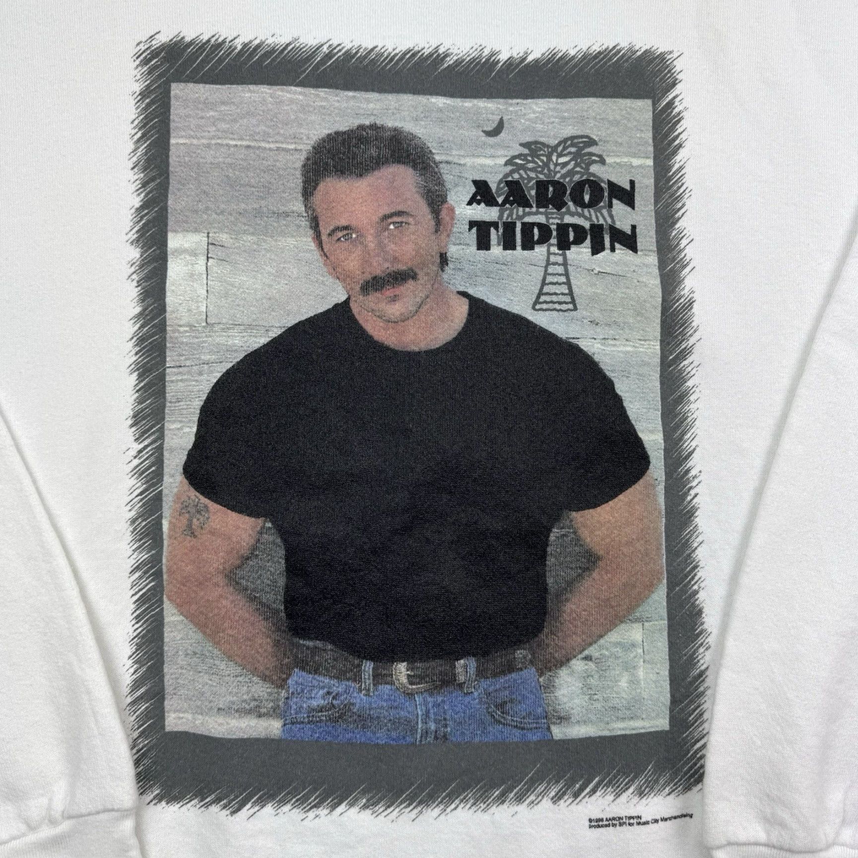 Fruit Of The Loom VINTAGE Aaron Tippin Sweatshirt Mens XL White Pullover Music 90s Concert Band Shirt Hoodie? Size US XL / EU 56 / 4 - 2 Thumbnail