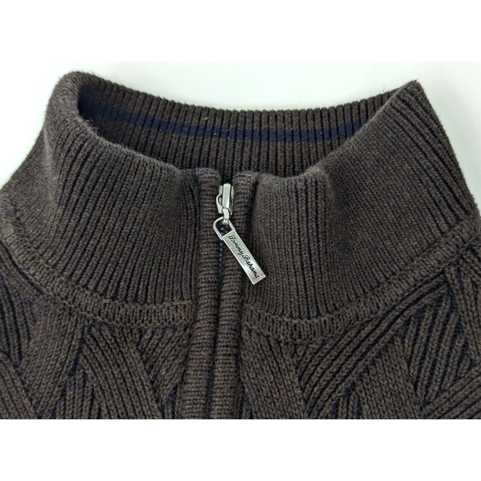 Tommy Bahama Tommy Bahama Cross Knit Cotton Midweight Sweater Men XL Raglan 1/2 Zip Mock Neck Brown Knit Pullover Size US XL / EU 56 / 4 - 5 Thumbnail