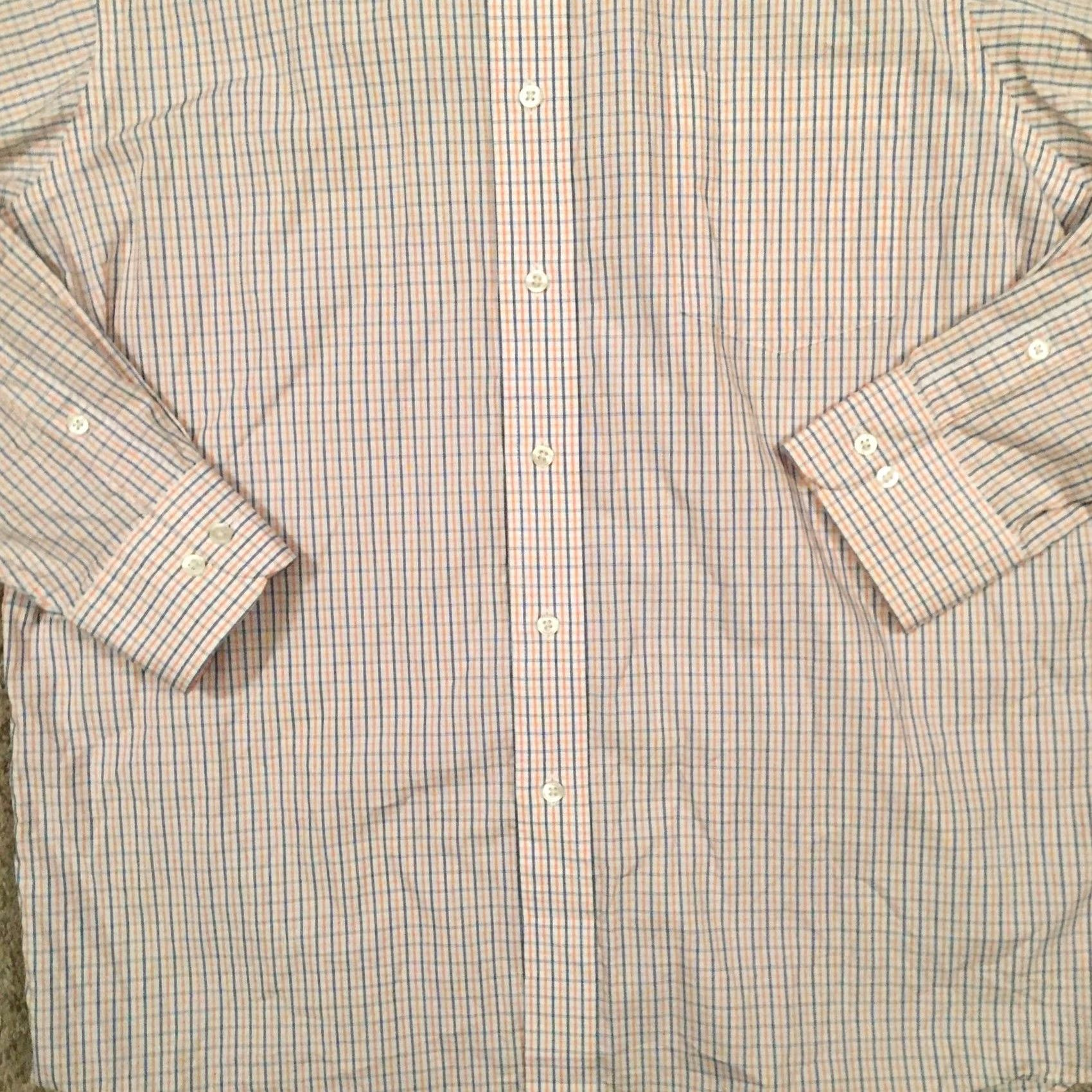 Vintage GH Bass Shirt Mens Large Orange Blue Plaid Long Sleeve Button Up - Size US L / EU 52-54 / 3 - 4 Thumbnail