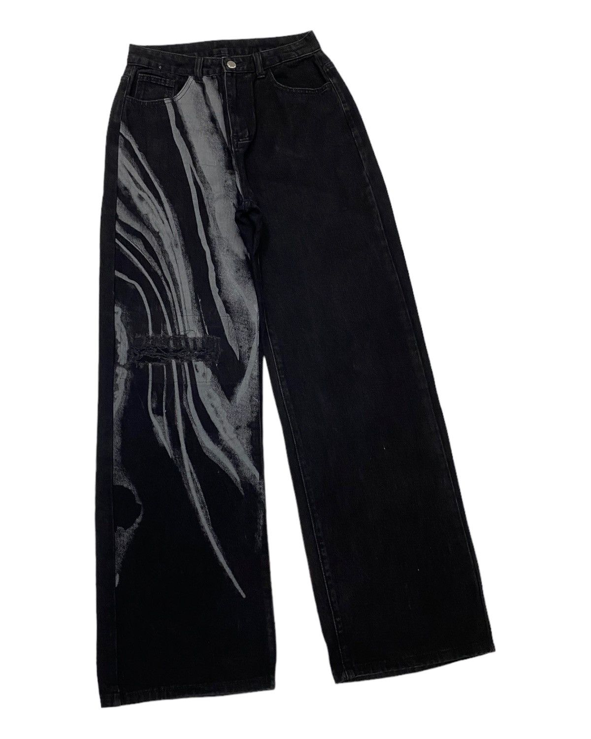Kapital 🔥BAGGY JEANS DISTRESSED DENIM ROMWE BRAND Size US 27 - 2 Thumbnail