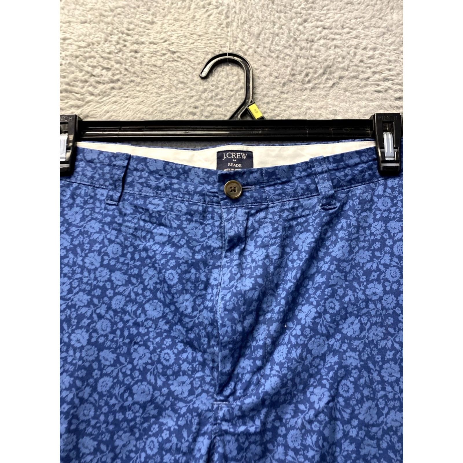 J.Crew J.CREW Men Shorts Size 35 Blue Chino Flower Pockets Flat Front Button 7 Inseam Regular Mens Size US 35 - 2 Thumbnail