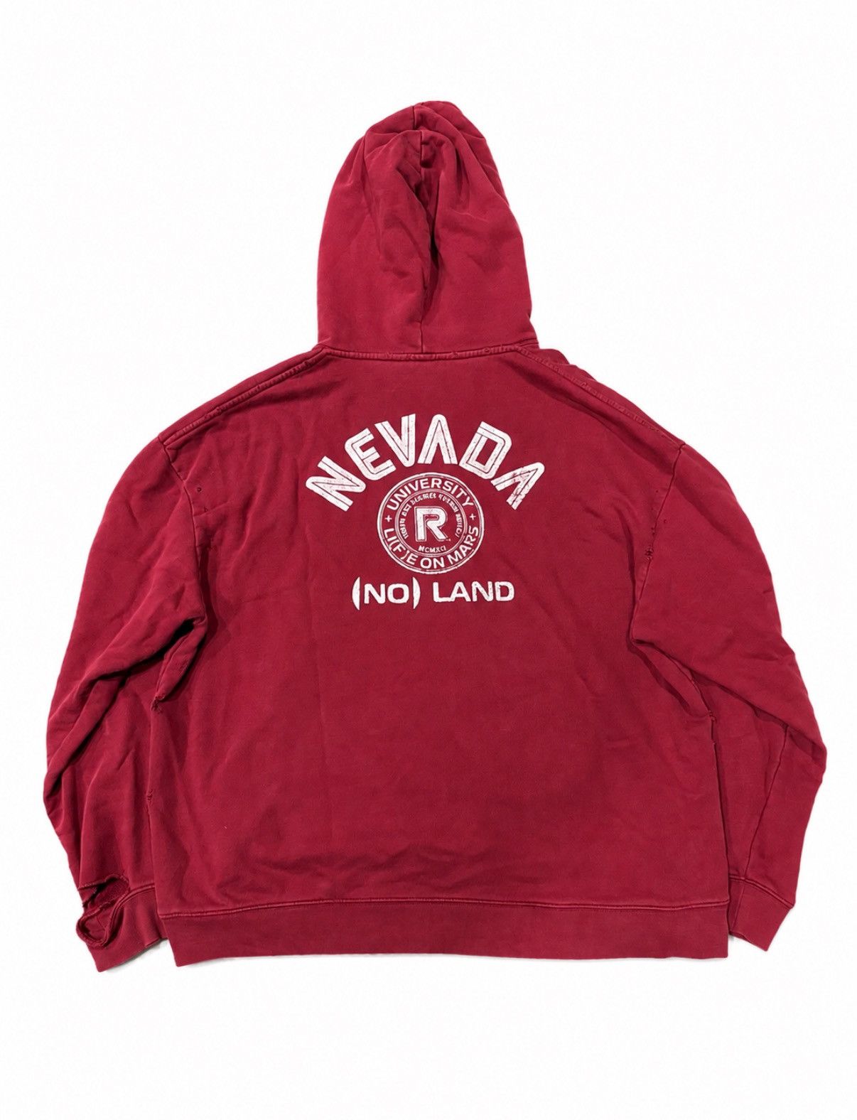 Raf Simons AW20/21 Distressed Raf Simons Nevada Hoodie in Burgundy Size US XL / EU 56 / 4 - 1 Thumbnail