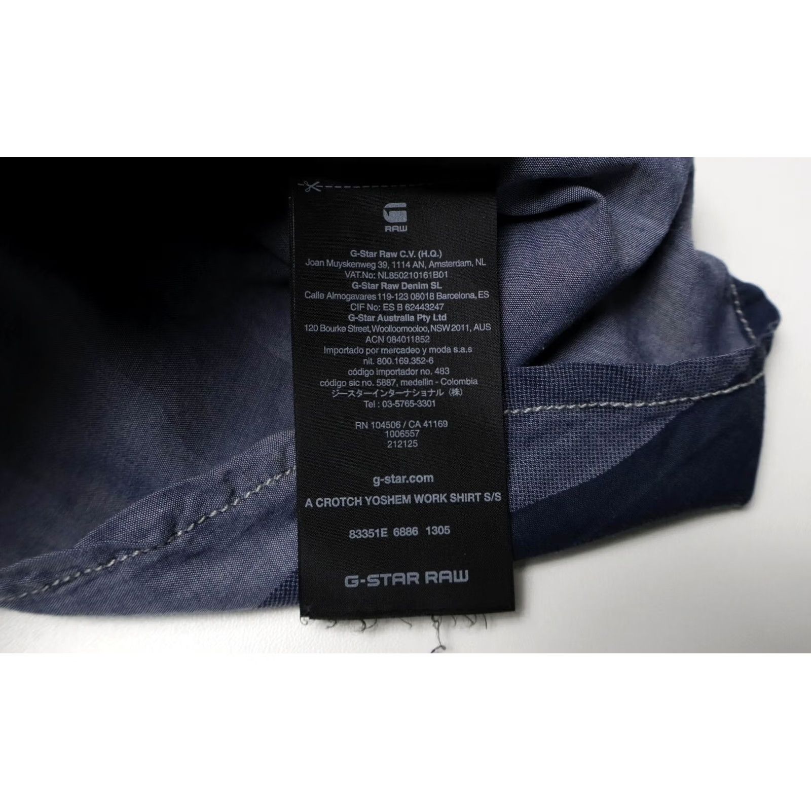 G-Star G-Star A Crotch Yoshem Work Shirt Shirt Men's LARGE Blue Short Sleeve Button Up Size US L / EU 52-54 / 3 - 7 Thumbnail