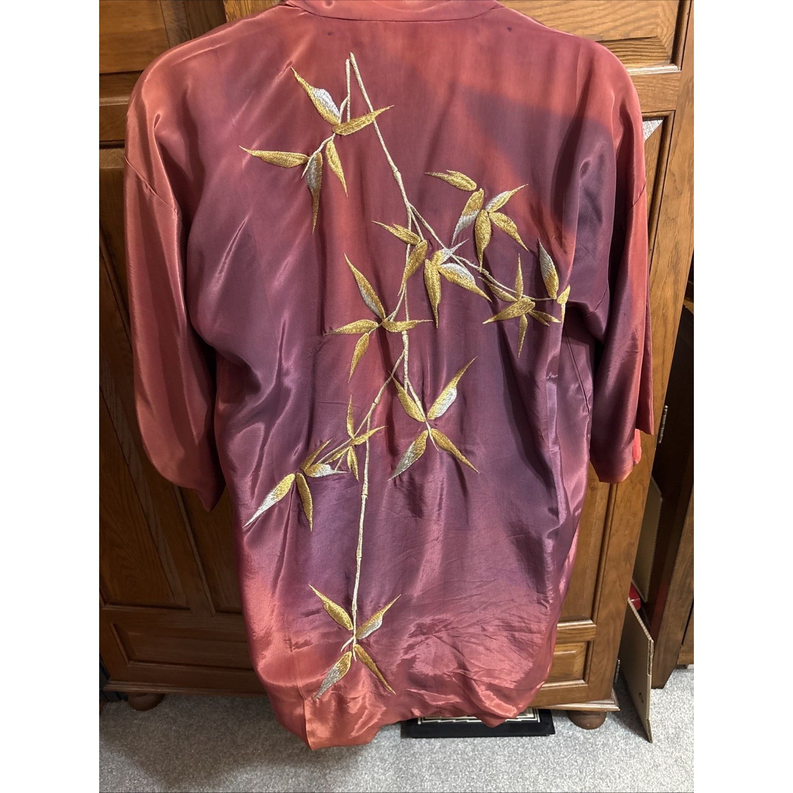 Other VTG Silk Haori Robe Ombré Plum Burgundy Kimono Gold Silver Size ONE SIZE - 5 Thumbnail