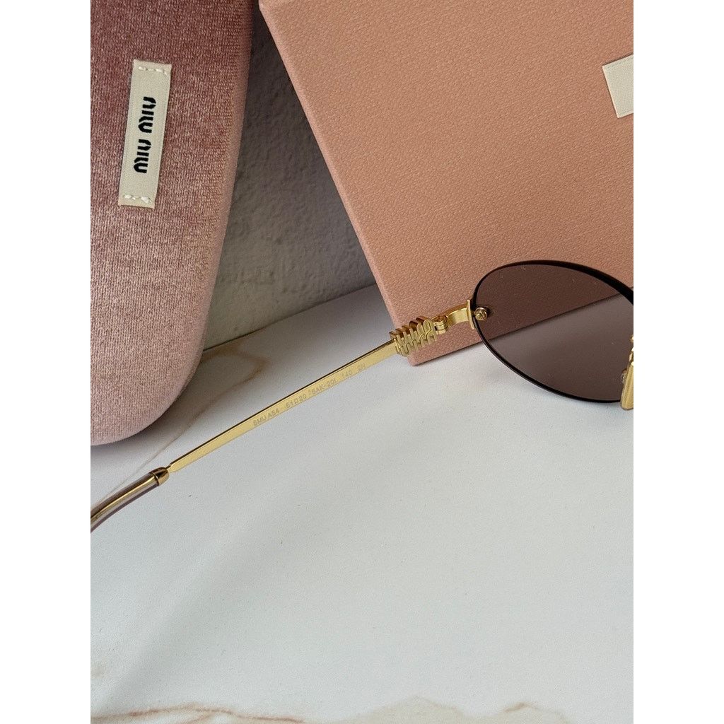 Miu Miu NEW Miu Miu MU A54S Rimless Sunglasses in Gold Pink $578 Size ONE SIZE - 7 Thumbnail