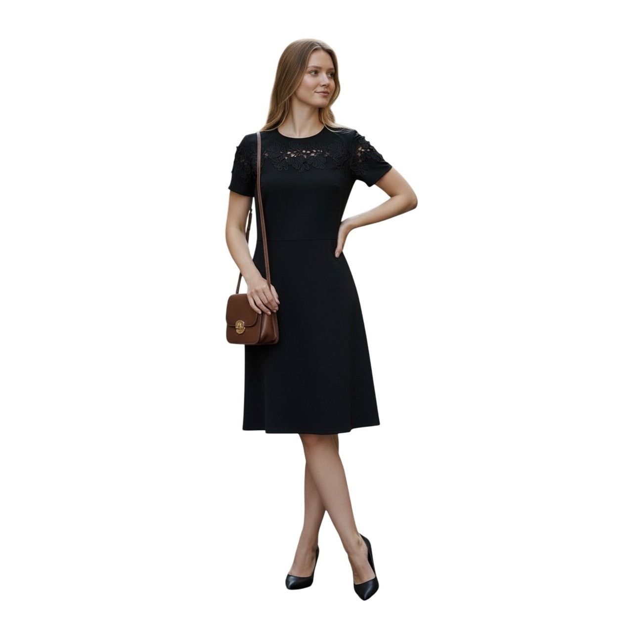 Elie Tahari Elie Tahari Floral Lace Aplique Short sleeve Crepe Fit and F Size S / US 4 / IT 40 - 1 Thumbnail