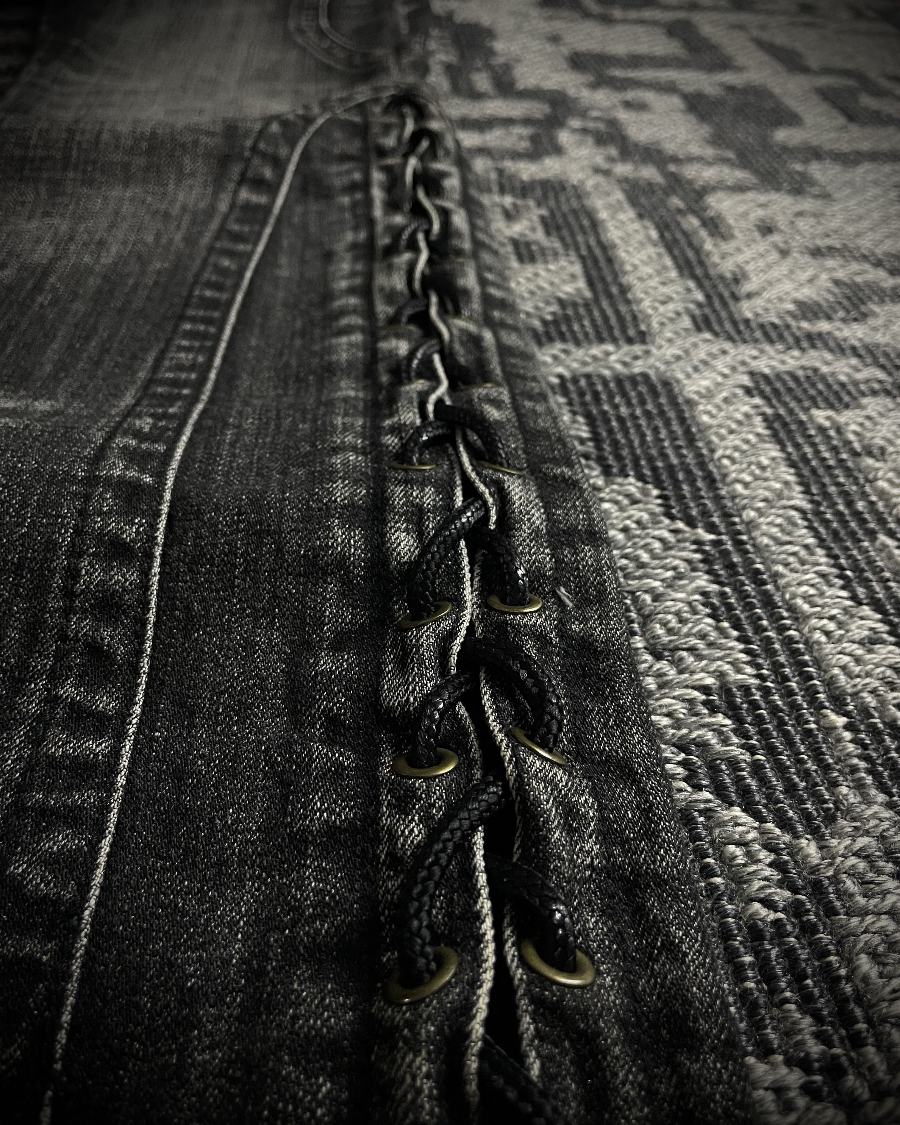 Tornado Mart Tornado Mart Curved Panel Lace Up Flared Denim Size US 33 - 6 Thumbnail