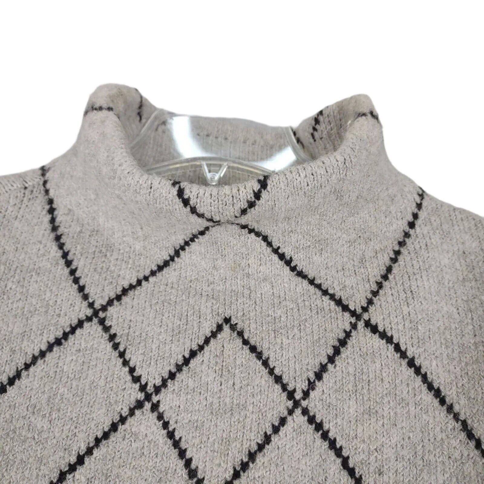 Other CHRISTIAN SIRIANO Wool Blend Argyle Gray Turtleneck Sweater Size M / US 6-8 / IT 42-44 - 4 Thumbnail