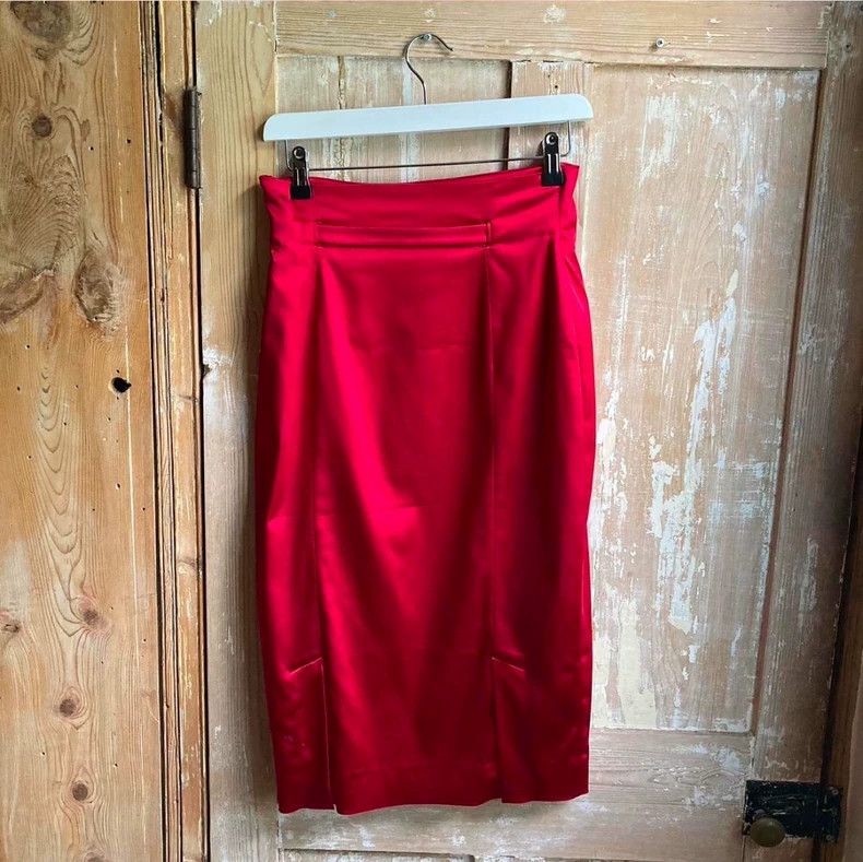 Other Vivienne Westwood A red satin baggy skirt Size 26" / US 2 / IT 38 - 3 Thumbnail