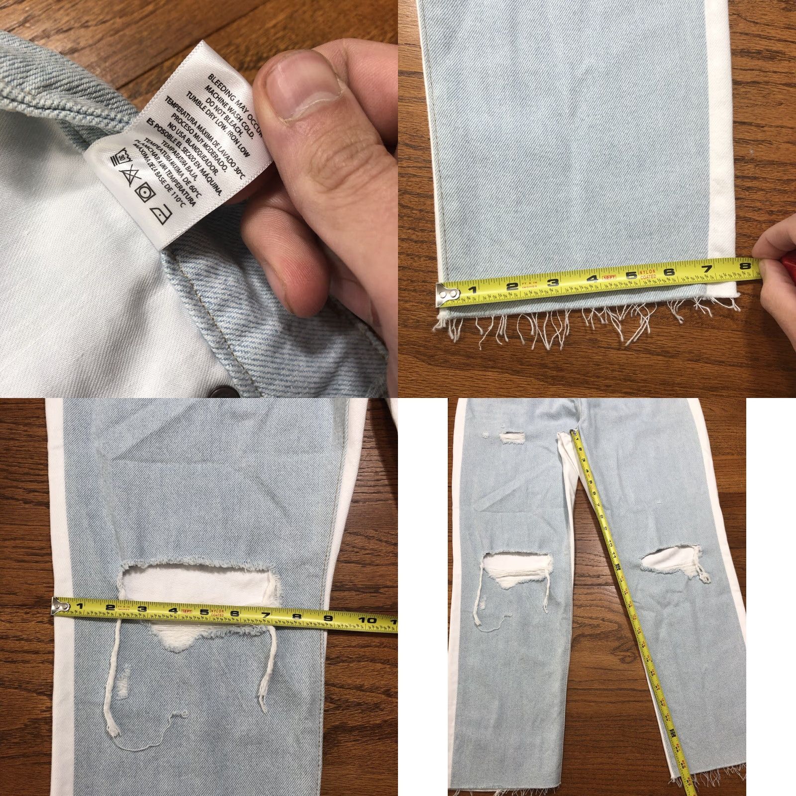 Vintage NWT Hidden Tracey Jeans Womens 31 Straight 90s Bohemian Retro Distressed Blue/White 5-Pocket Denim Size 24" / US 00 / IT 34 - 8 Thumbnail