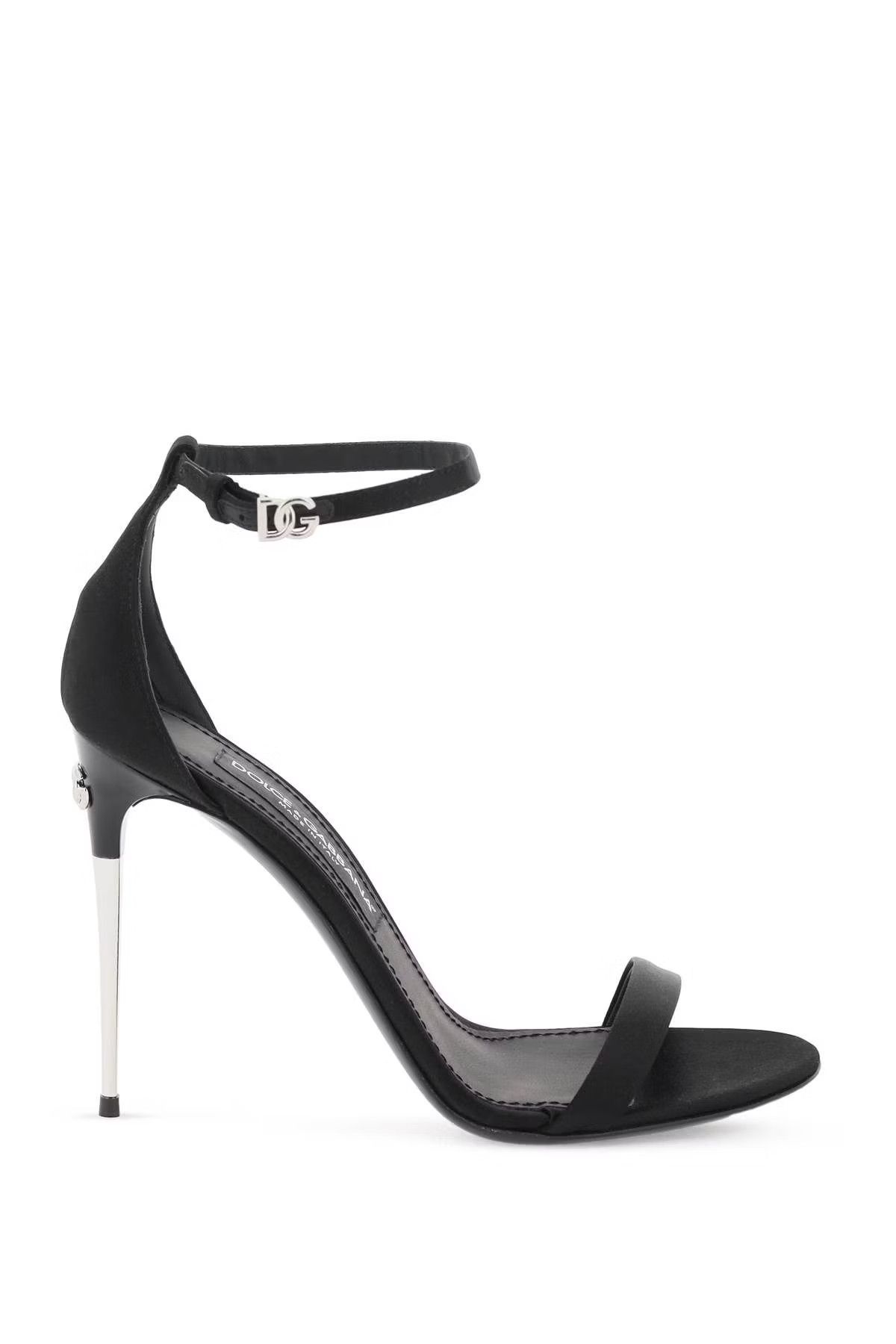 image of Dolce Gabbana O1S22I1N0424 Satin Sandals In Black, Women's (Size 10)