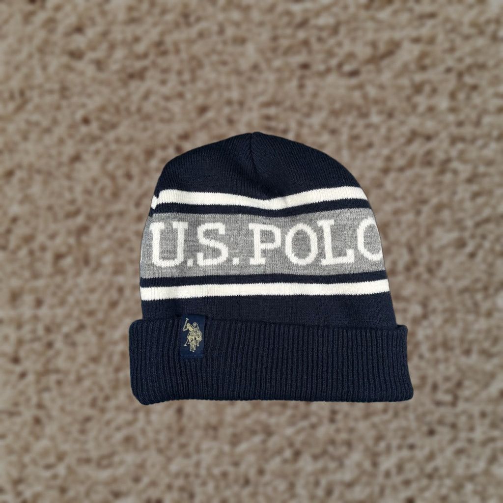 Vintage US Polo ASSN Beanie Toque Adult One Size Blue Gray Stripe Knit Polyester Pony Size US M / EU 48-50 / 2 - 1 Thumbnail