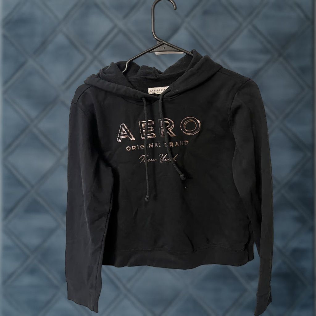 Vintage VINTAGE Aéropostale Hoodie Womens Pullover Activewear Size Medium Black Cotton Blended Fabric Size M / US 6-8 / IT 42-44 - 1 Thumbnail