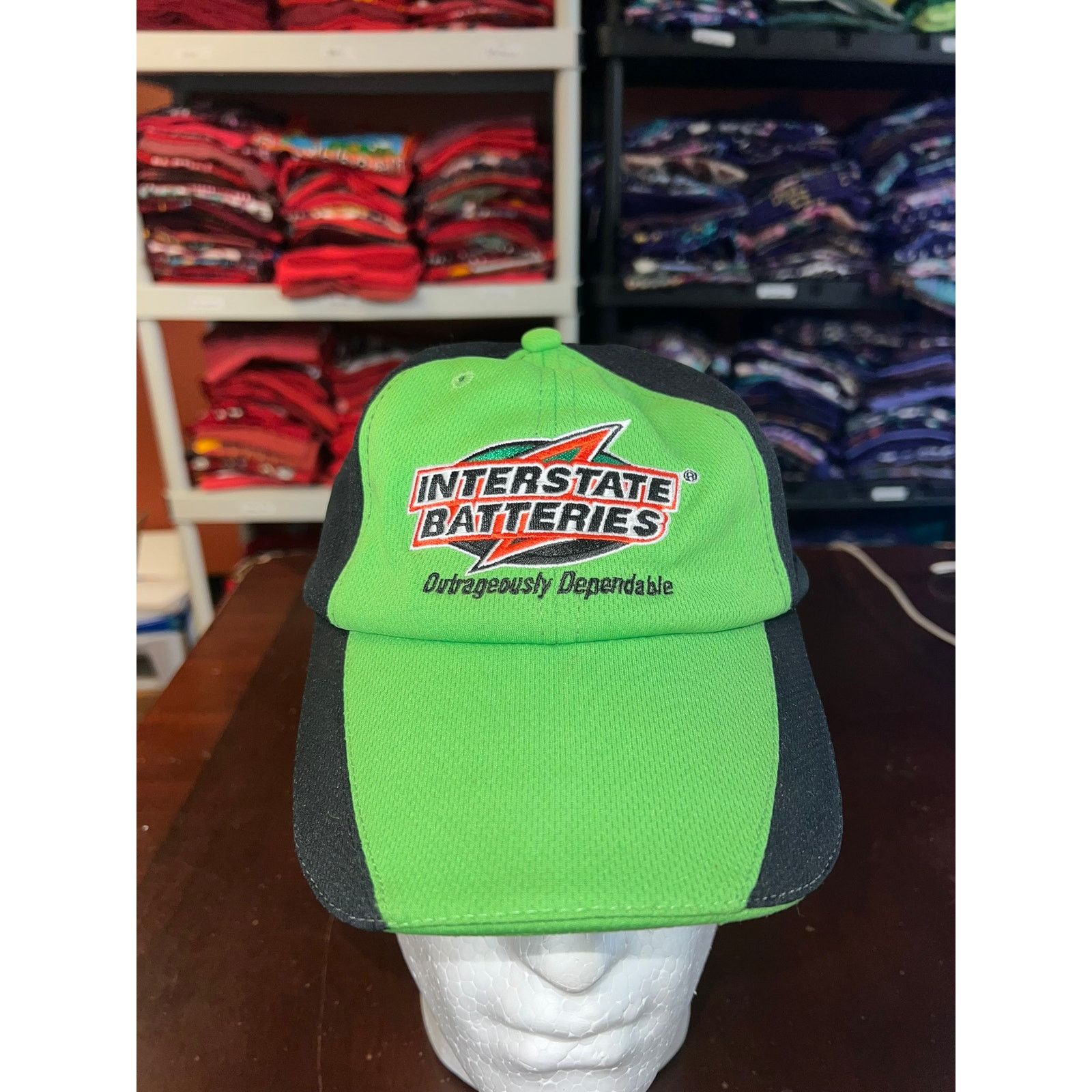 Vintage Interstate Racing Hat Batteries Green Black Race Headwear Size ONE SIZE - 1 Thumbnail