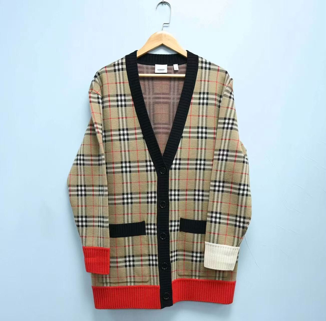 Burberry Burberry Check Color Block Cardigan Size US XL / EU 56 / 4 - 1 Thumbnail