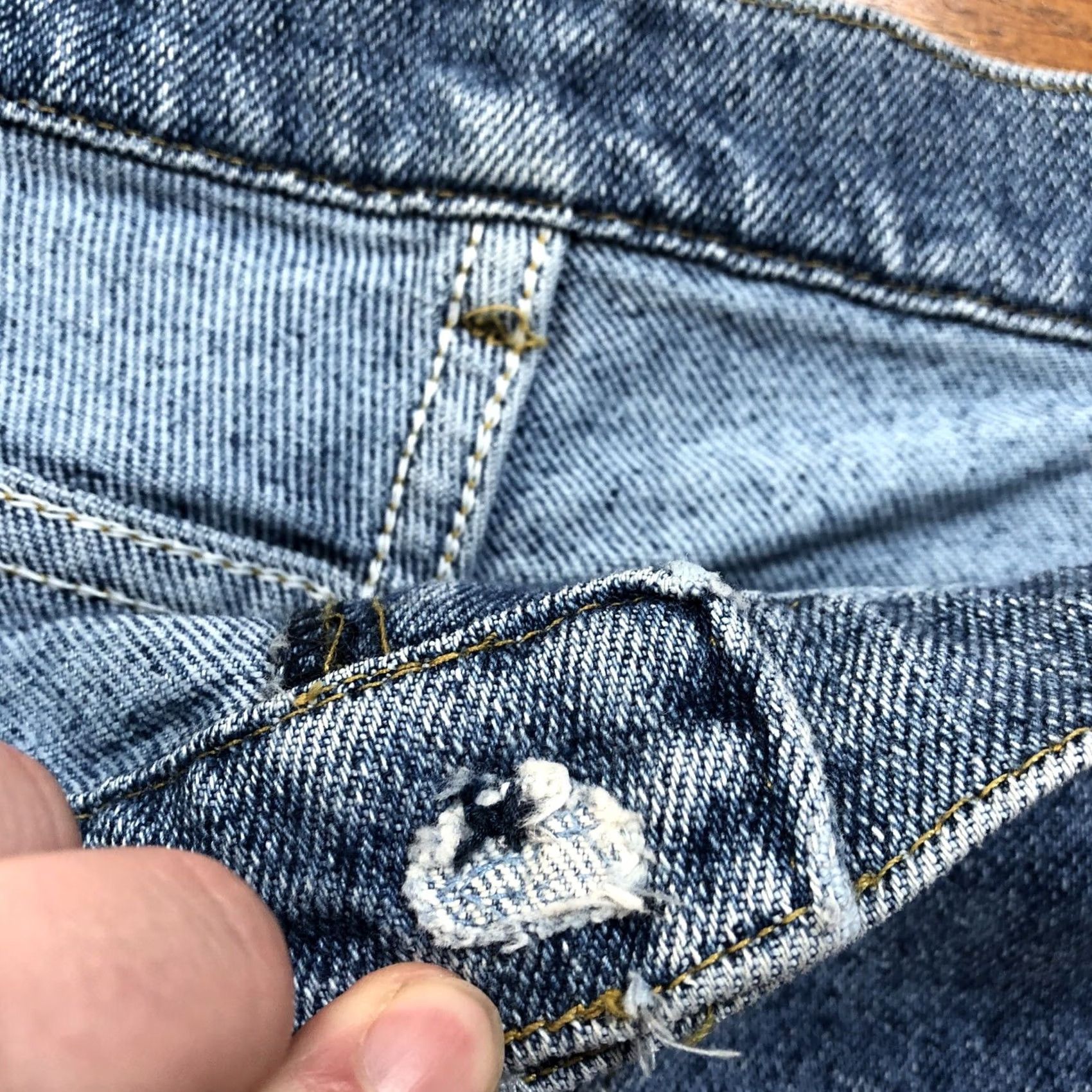 Lee VINTAGE Lee Denim Jeans Mens 37x33 High Rise Straight Western Cowboy 5-Pocket Blue Denim USA 80s 90s Mens Size US 37 - 7 Thumbnail