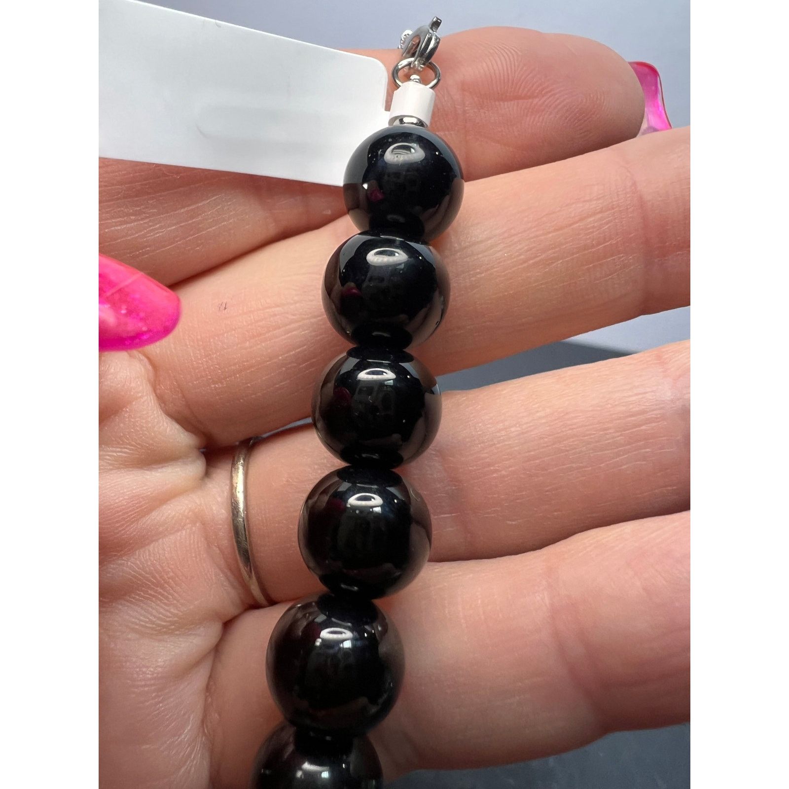 Other 10mm Black Onyx necklace with sterling silver clasp *NEW* Size ONE SIZE - 9 Thumbnail