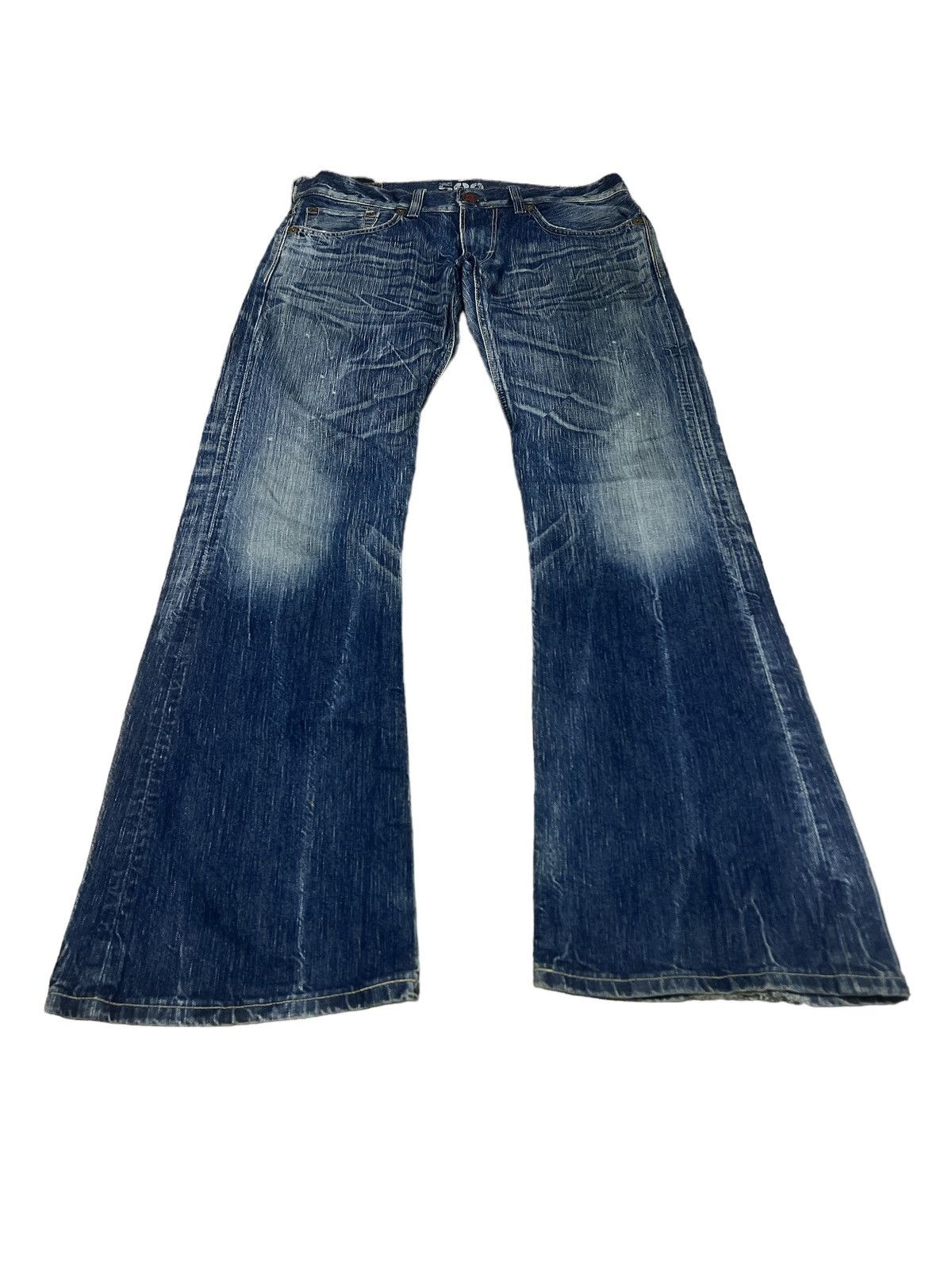 Japanese Brand FLARED🔥EDWIN 503 DISTRESSED DENI PANT Size US 34 / EU 50 - 2 Thumbnail