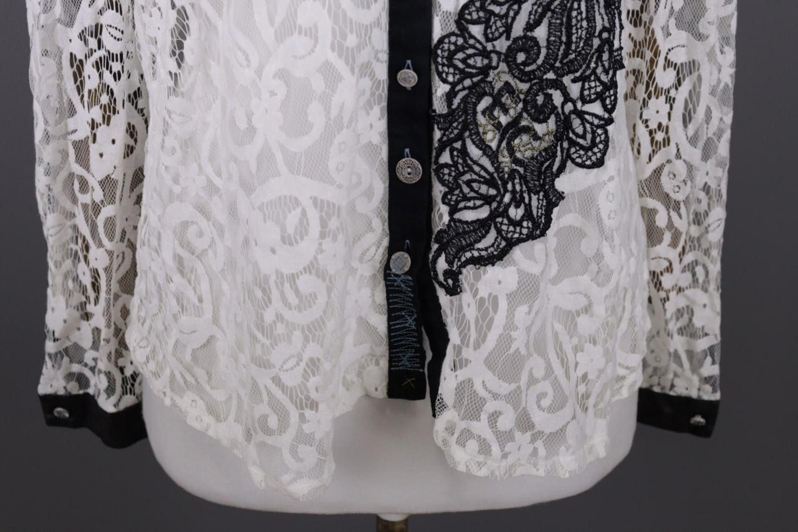 Designer Elisa Cavaletti White Embroidered Button Down Shirt Blouse Size M / US 6-8 / IT 42-44 - 3 Thumbnail
