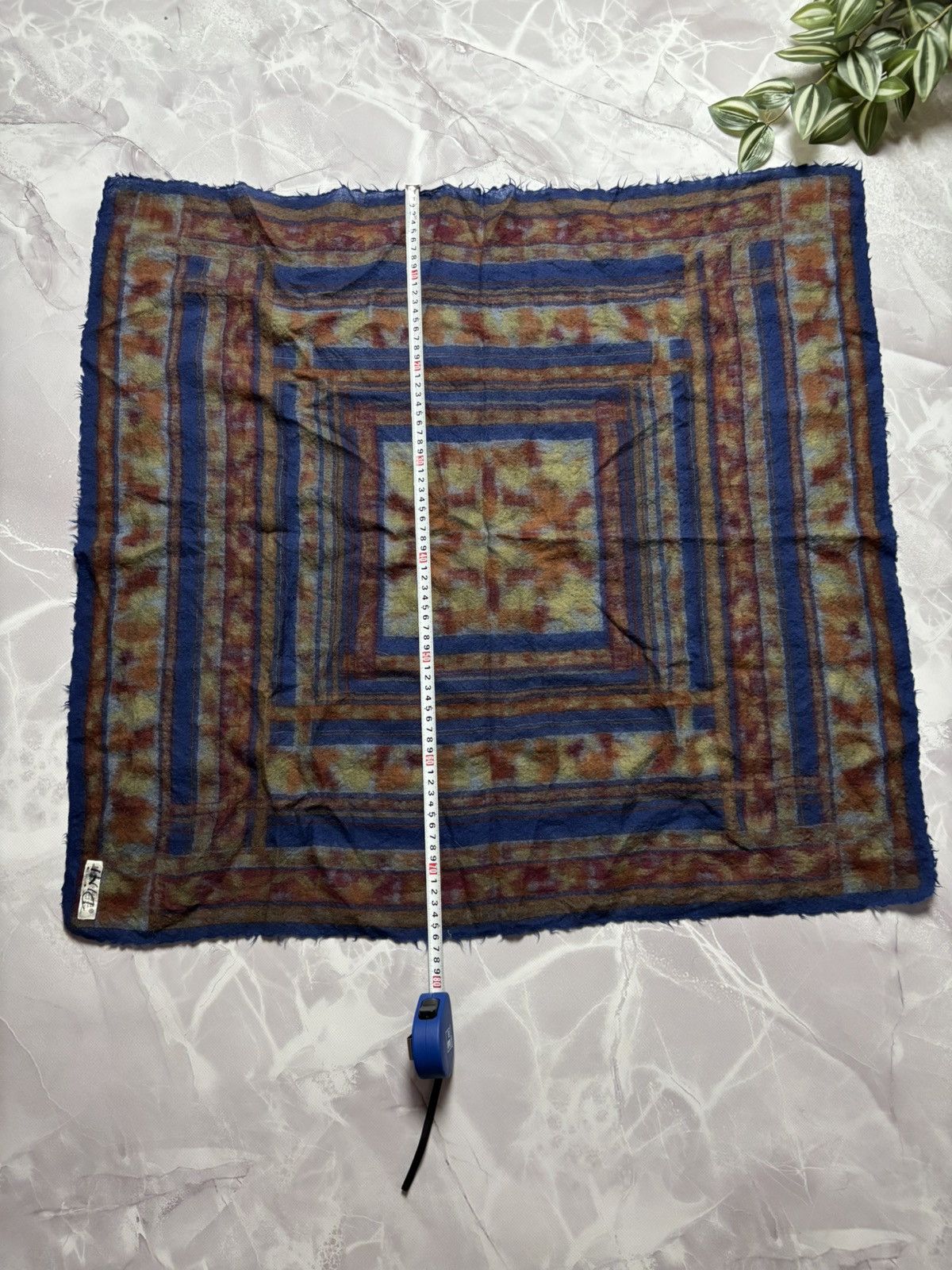 Japanese Brand VTG JAGO Wool Scarf Made in Japan Square Multicolor 76x80 Size ONE SIZE - 5 Thumbnail