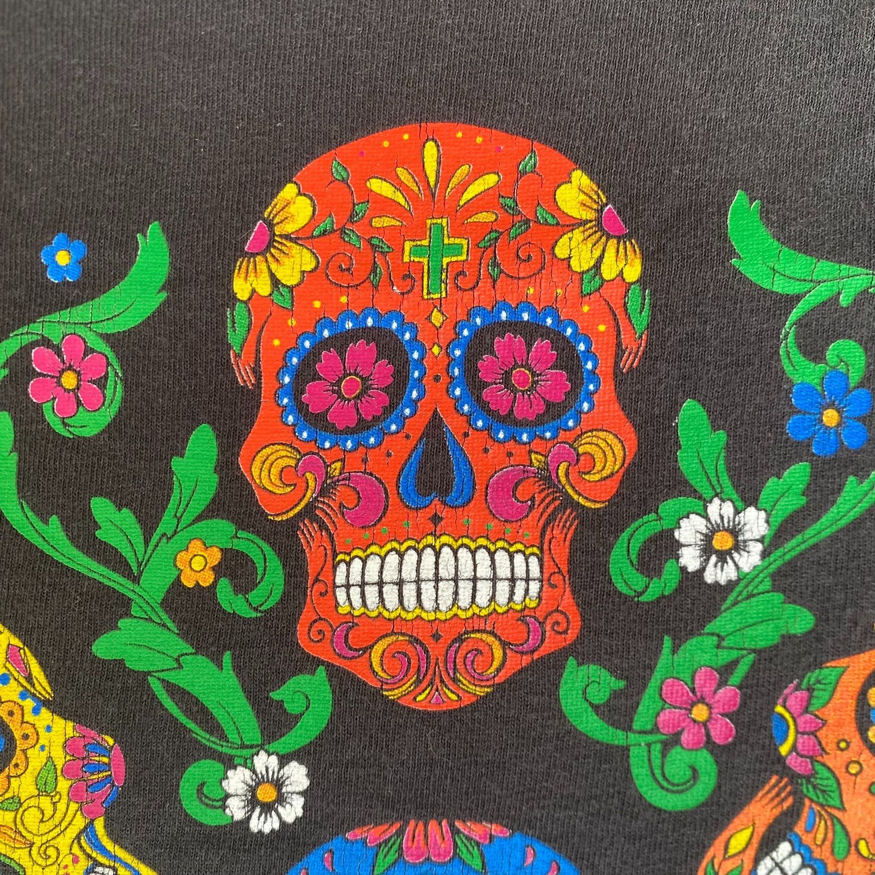 Delta Vintage Y2K Aztec Sugar Skulls T-Shirt Floral Hispanic Punk Size US M / EU 48-50 / 2 - 3 Thumbnail