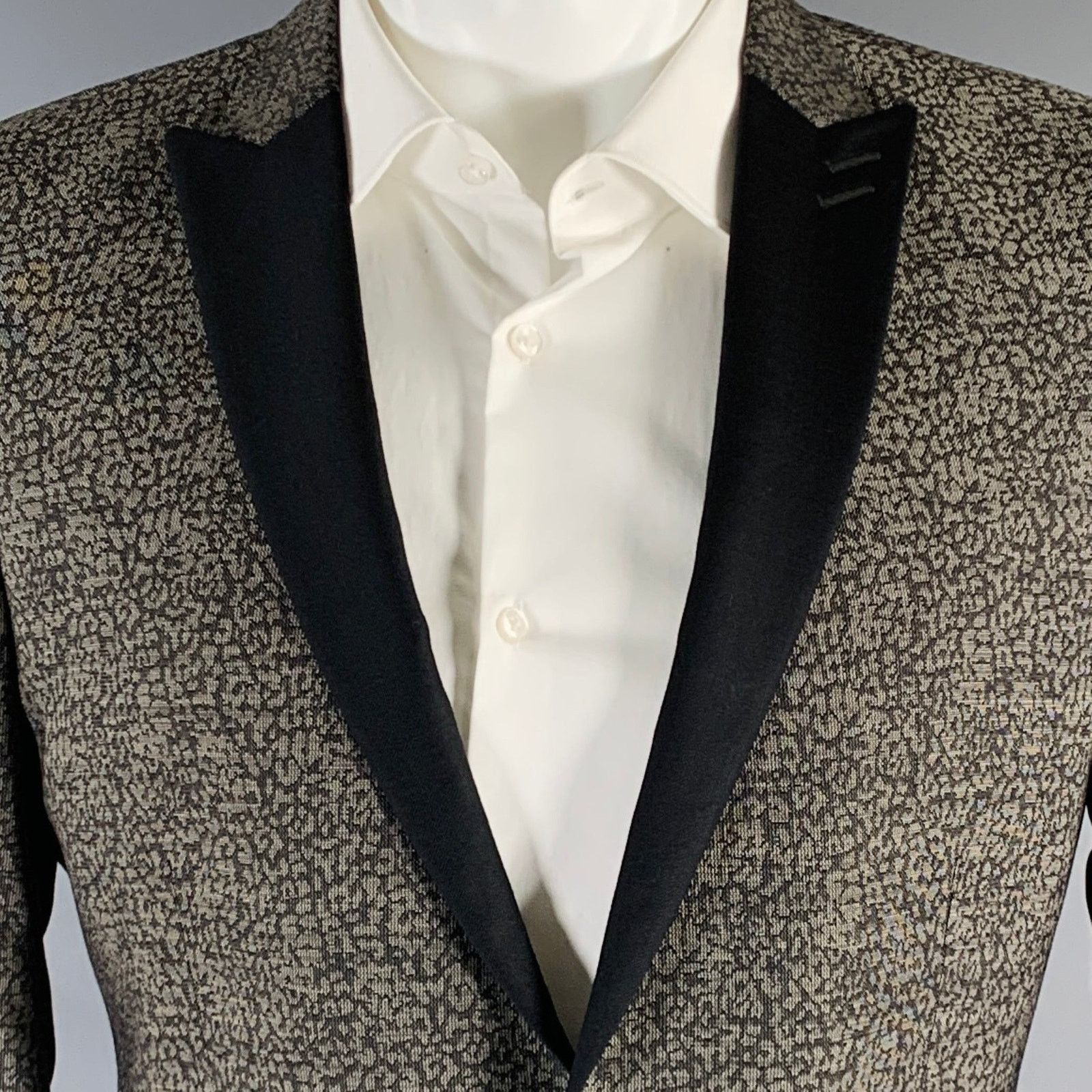 The Kooples Size 38 Grey Black Cotton Blend Peak Lapel Sport Coat Size 38R - 2 Thumbnail