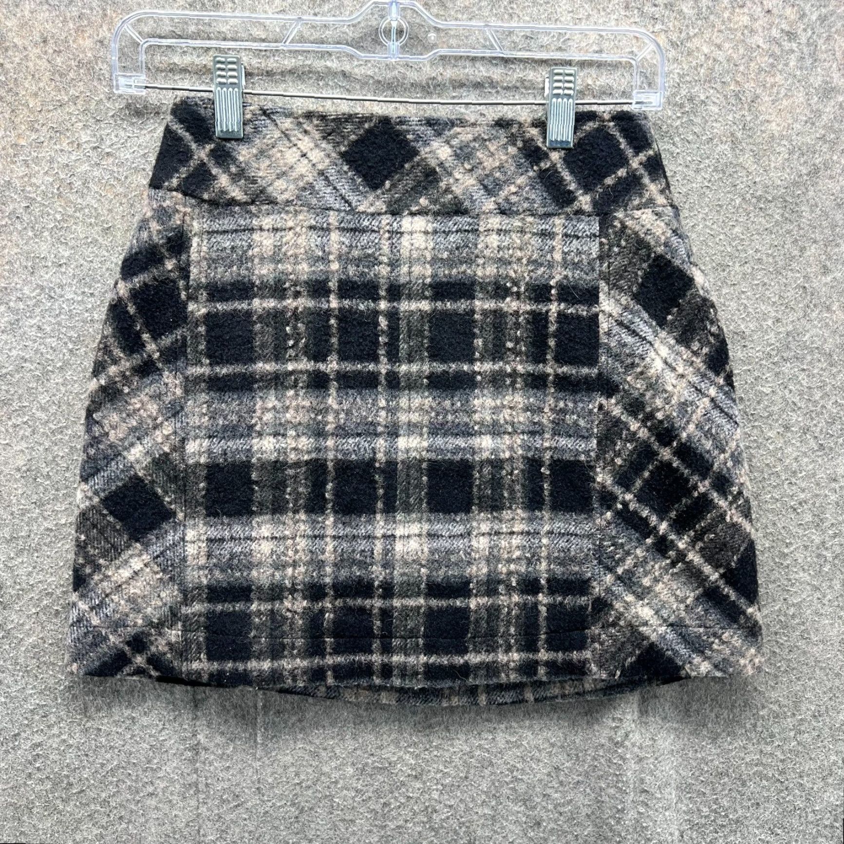 Free People Free People Skirt Women 0 Black Wool Plaid Mini Winter Zip Back Short Regular Size 0 Womens Skirt Size 25" / US 0 / IT 36 - 2 Thumbnail