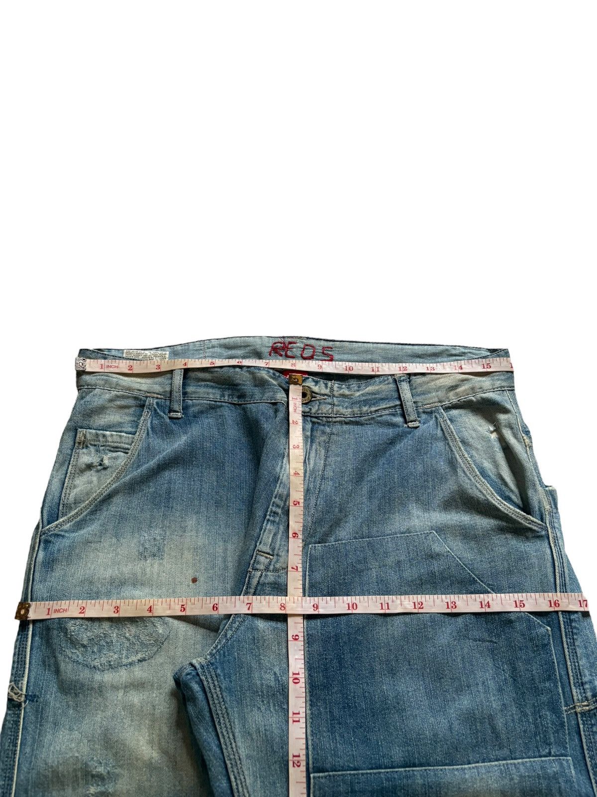 Japanese Brand Vintage Japanese Brand Patches Faded Wash Baggy Jeans Size US 30 / EU 46 - 13 Thumbnail