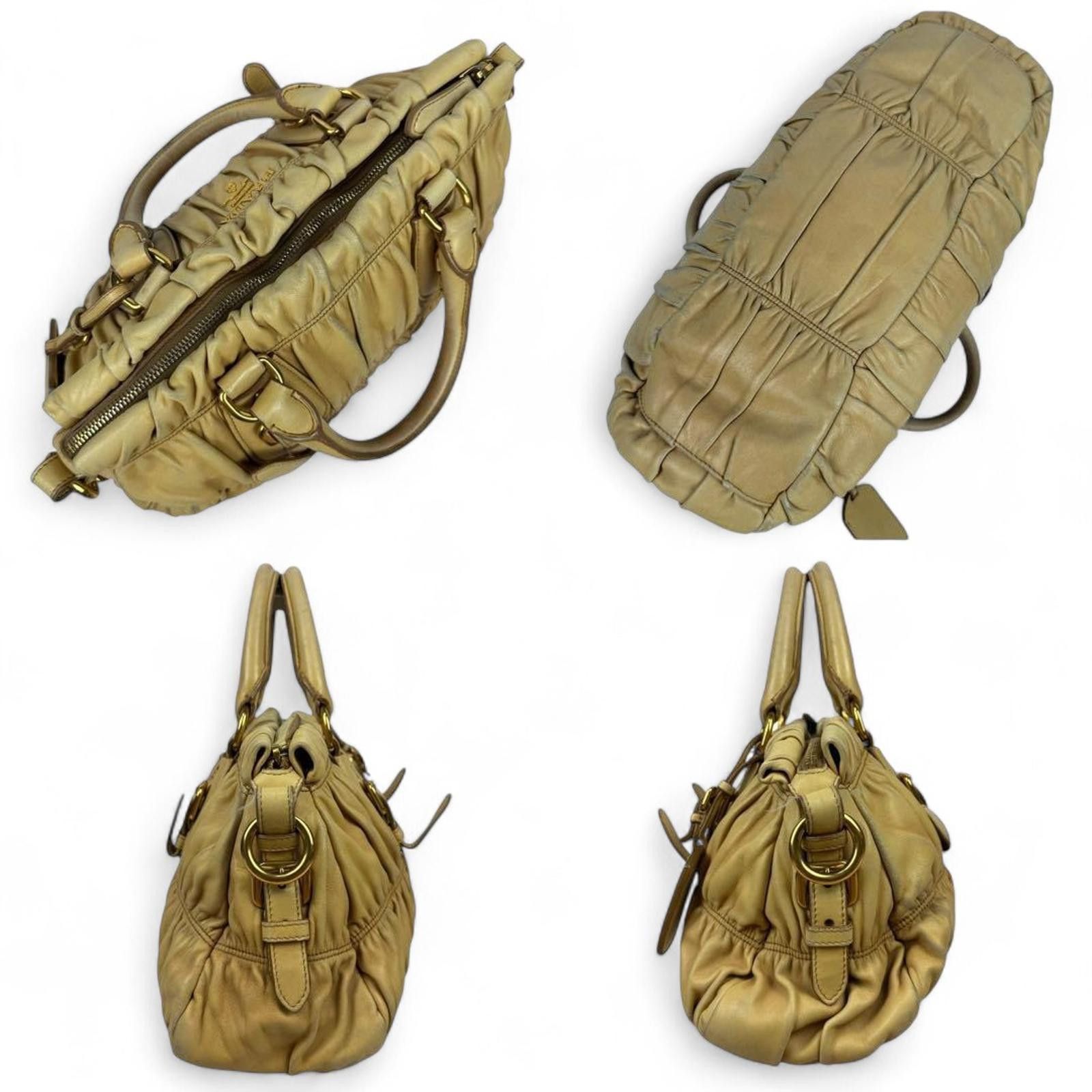 Prada Prada - Beige Leather Handbag Gold Hardware Size ONE SIZE - 4 Thumbnail
