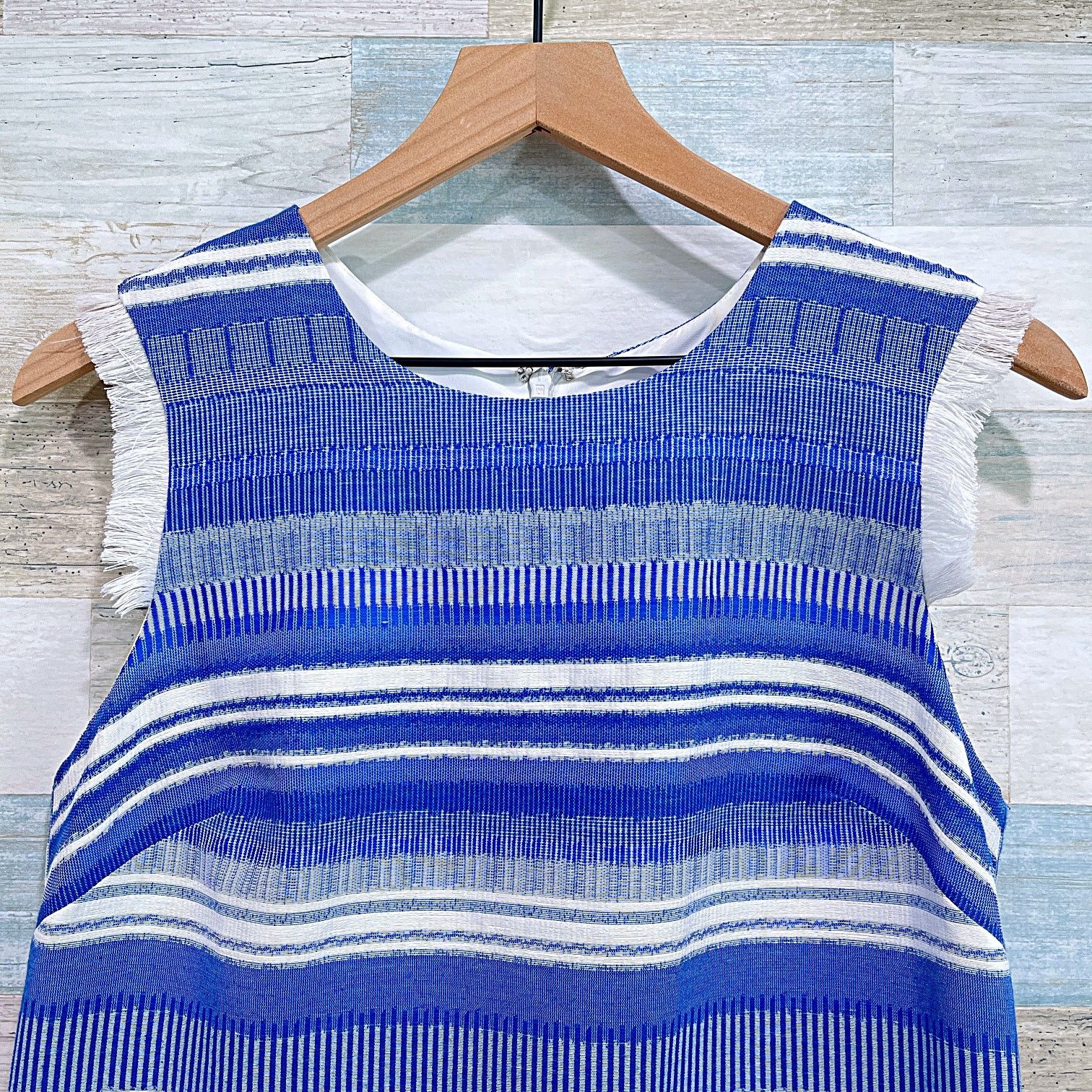 Hutch Hutch Design Textured Fringe Striped Sheath Dress Blue S Size S / US 4 / IT 40 - 2 Thumbnail