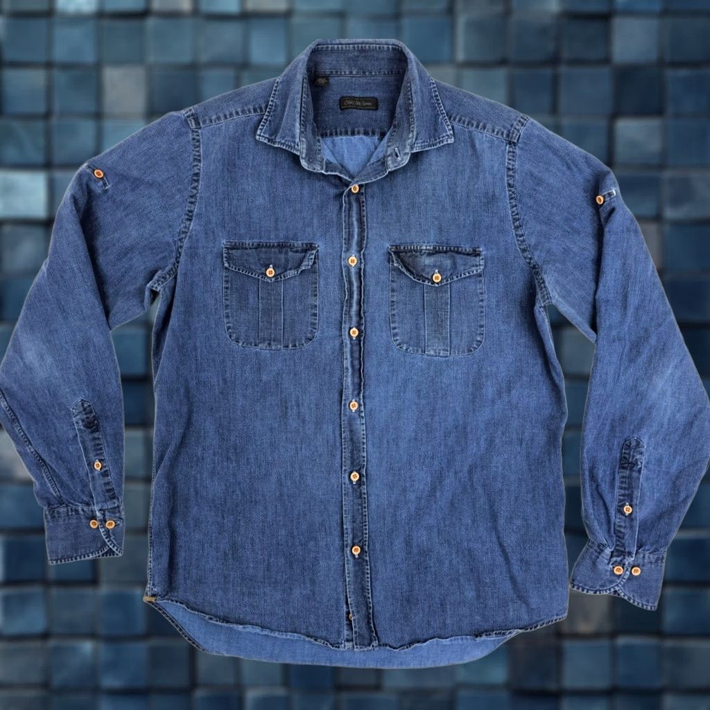 Saks Fifth Avenue Saks Fifth Avenue Denim Button Shirt Men M Blue Cotton Long Sleeve EUC Size US M / EU 48-50 / 2 - 1 Thumbnail